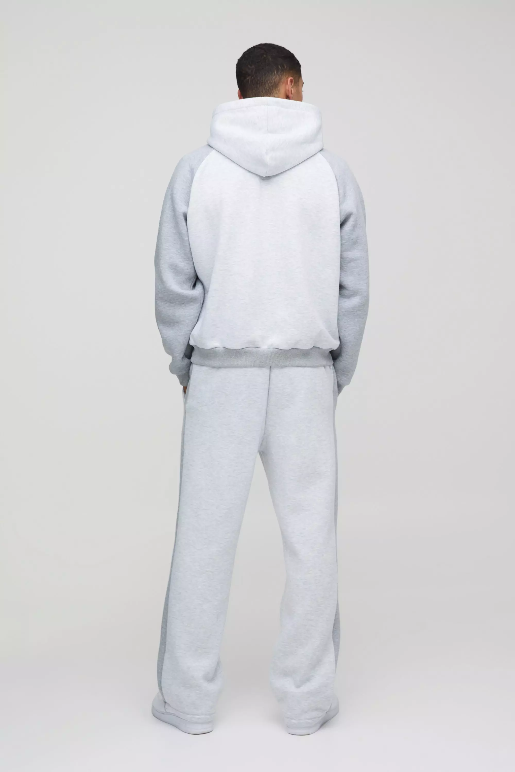 Grey marl Oversized Man Colour Block Zip Hooded Tracksuit alternative image