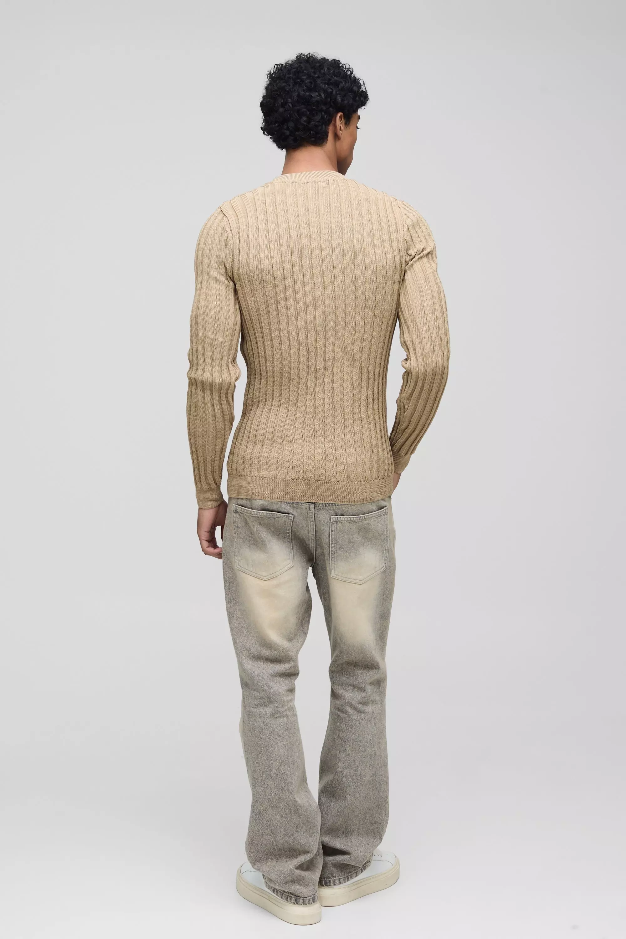 Stone Muscle Fit Ribbed Long Sleeve Sweater alternative image