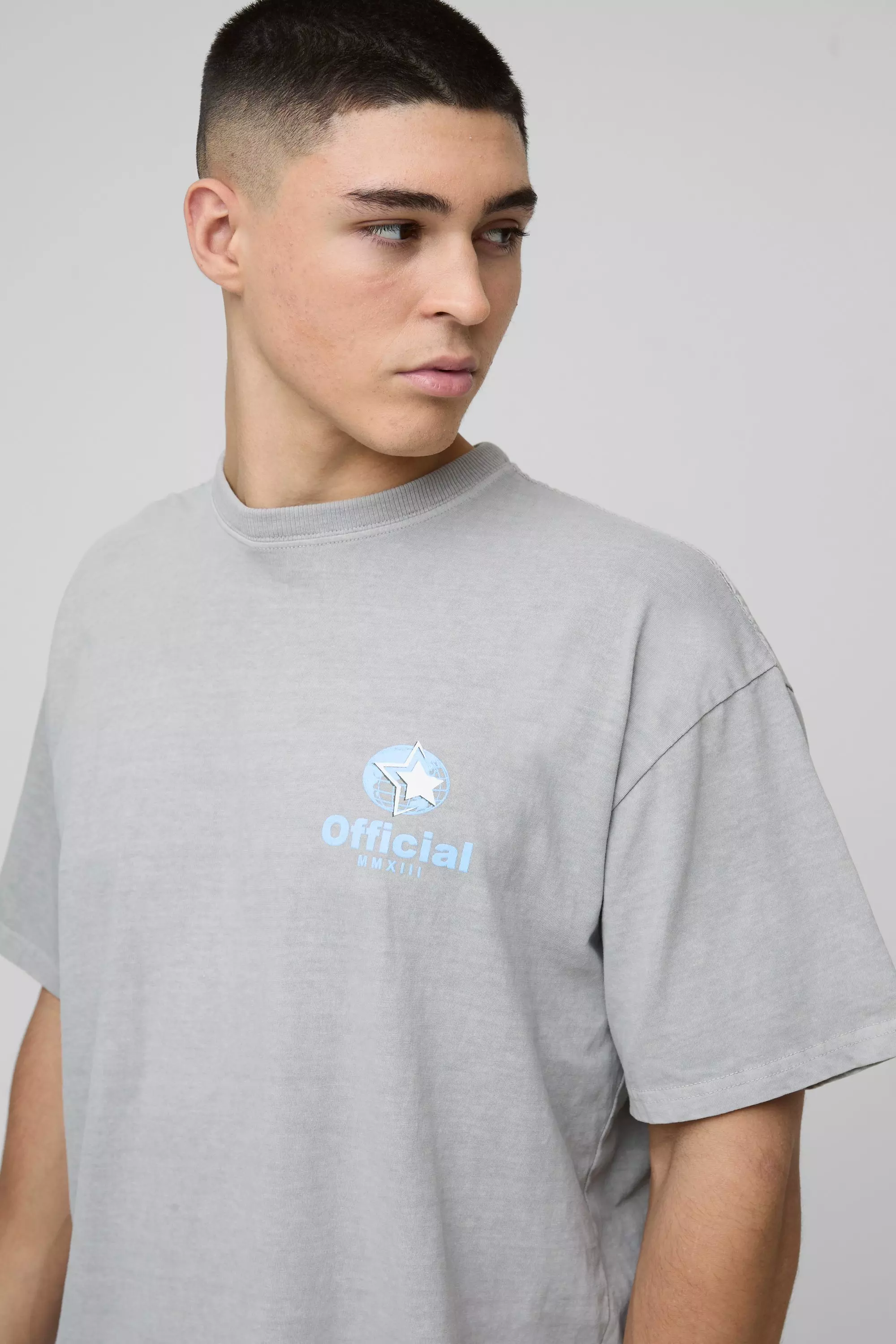 Oversize T-Shirt mit Official Globus Print, Grey alternatives Bild