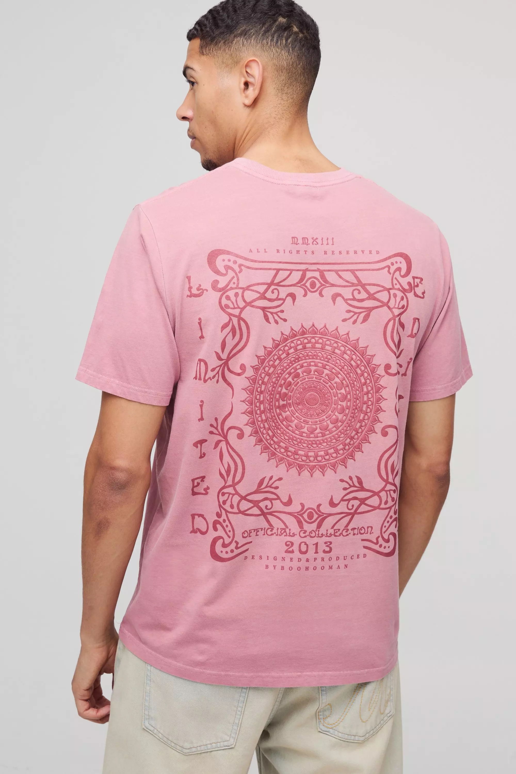 Limited Edition Puff Print Graphic Washed T-Shirt Dusty pink