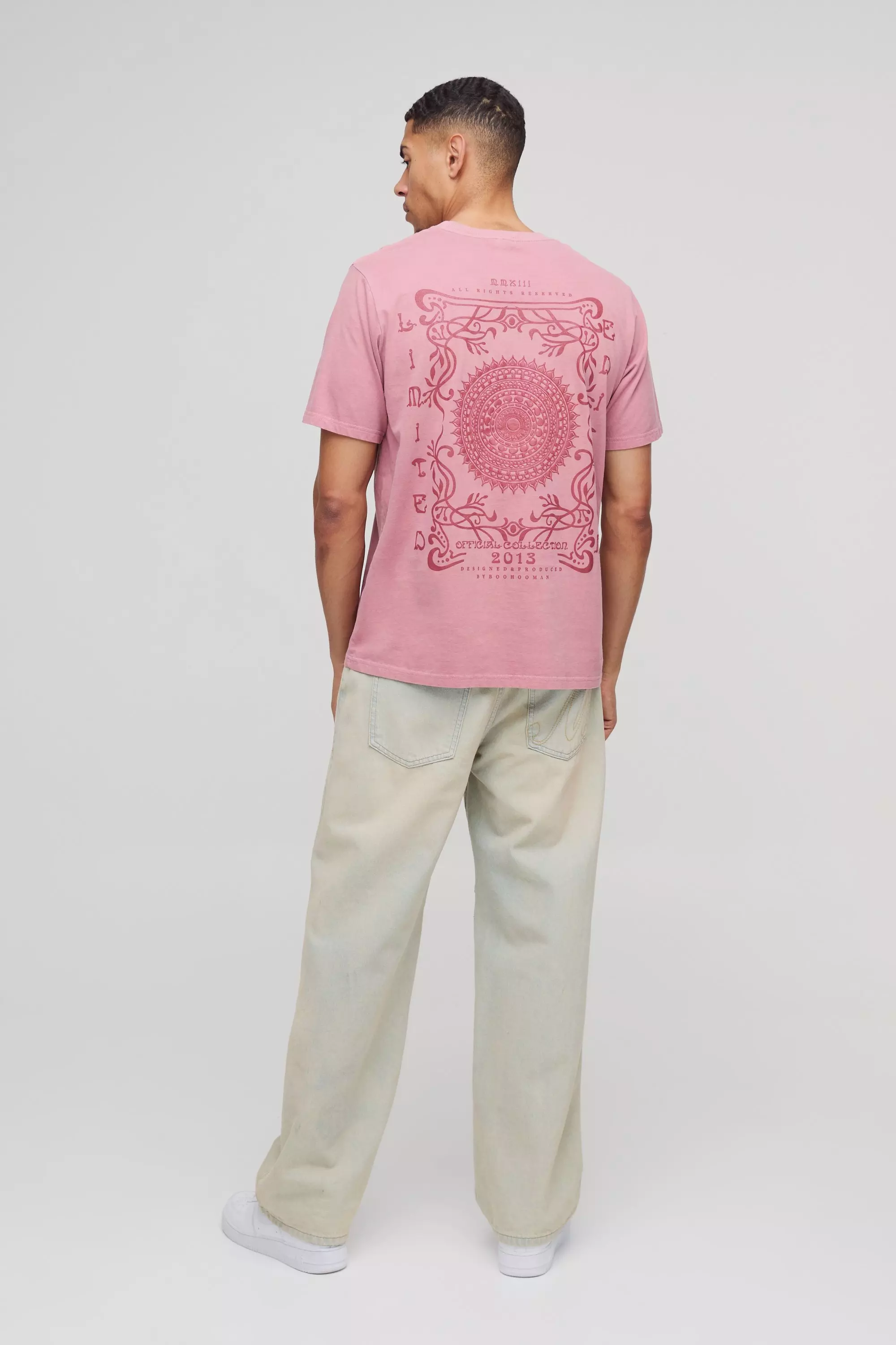 T-shirt oversize délavé imprimé, Dusty pink autre image
