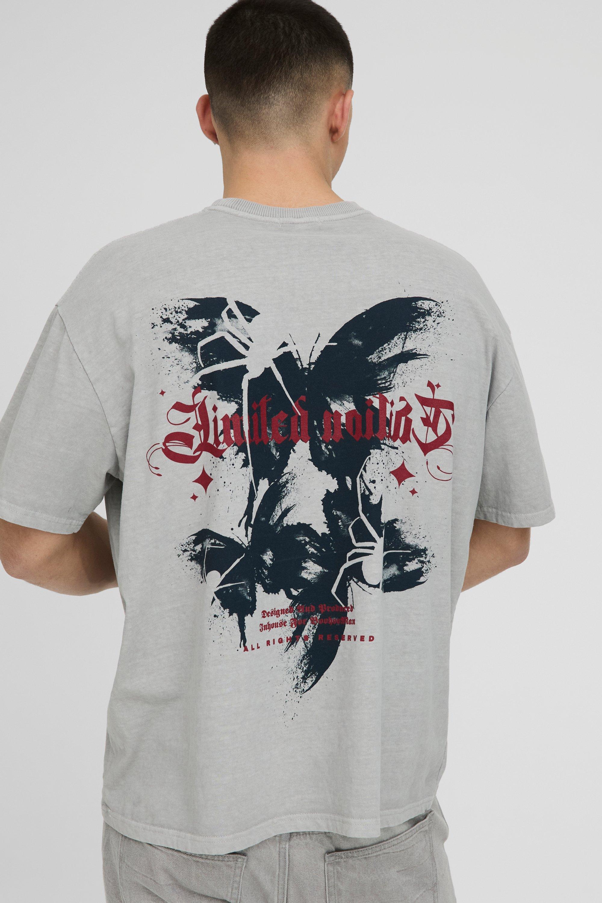 Regular Fit Limited Edition Butterfly Graphic Wash T-Shirt | boohooMAN USA