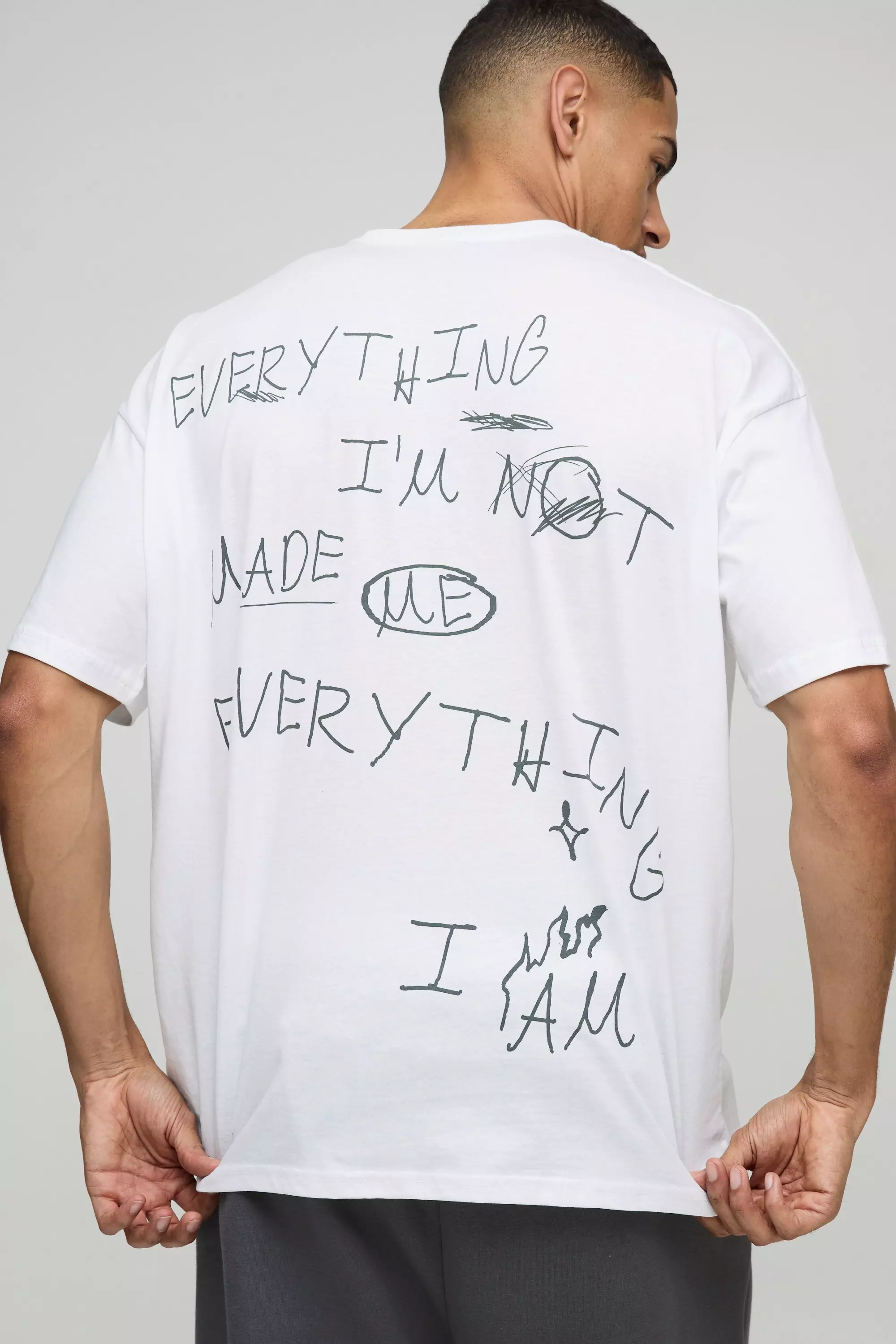 Oversized Slogan Print T-Shirt White