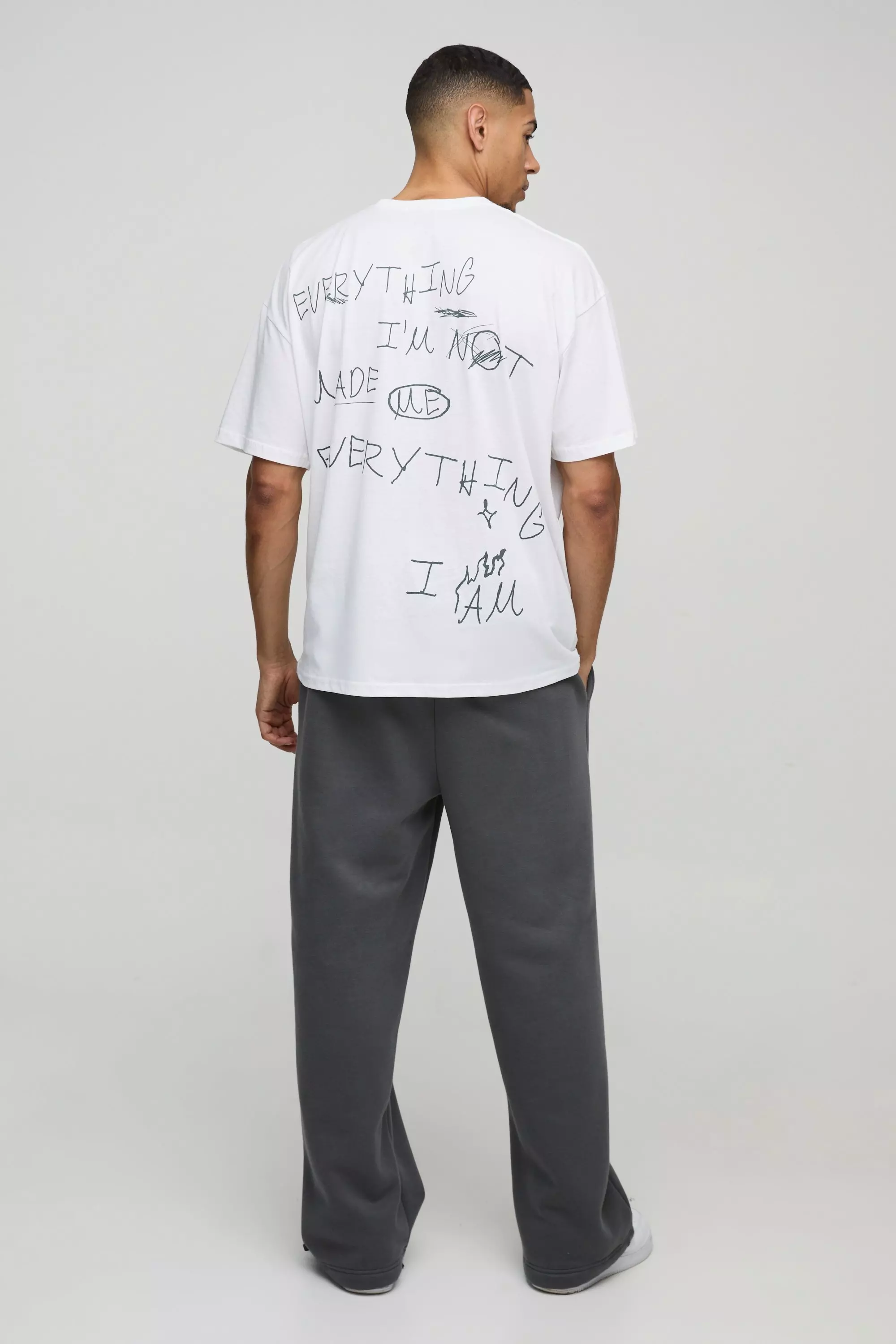 T-Shirt Oversize Con Stampa Di Slogan, White immagine alternativa