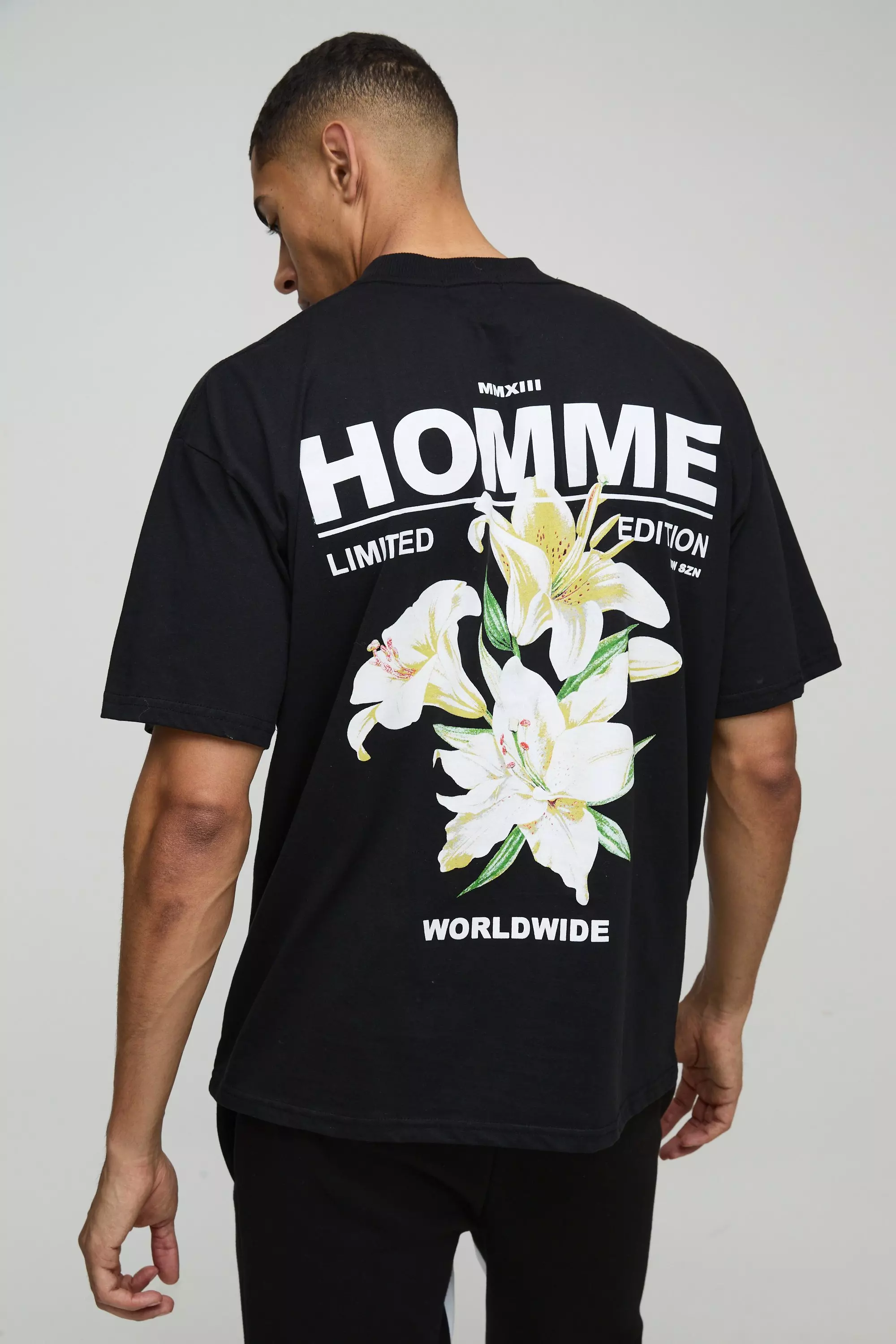 Oversize T-Shirt mit Homme Print, Black alternatives Bild