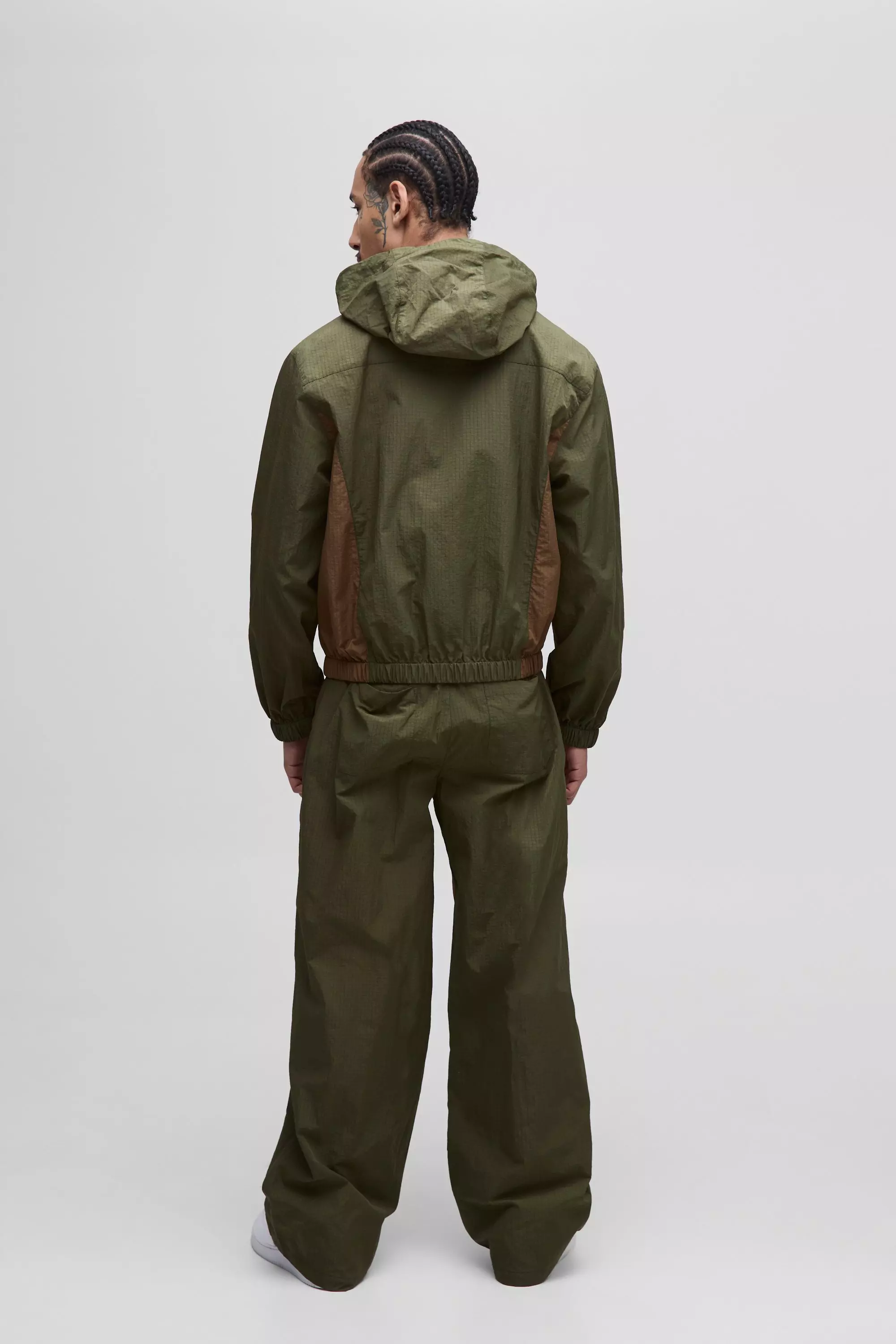 Sweat à capuche color block, Khaki autre image