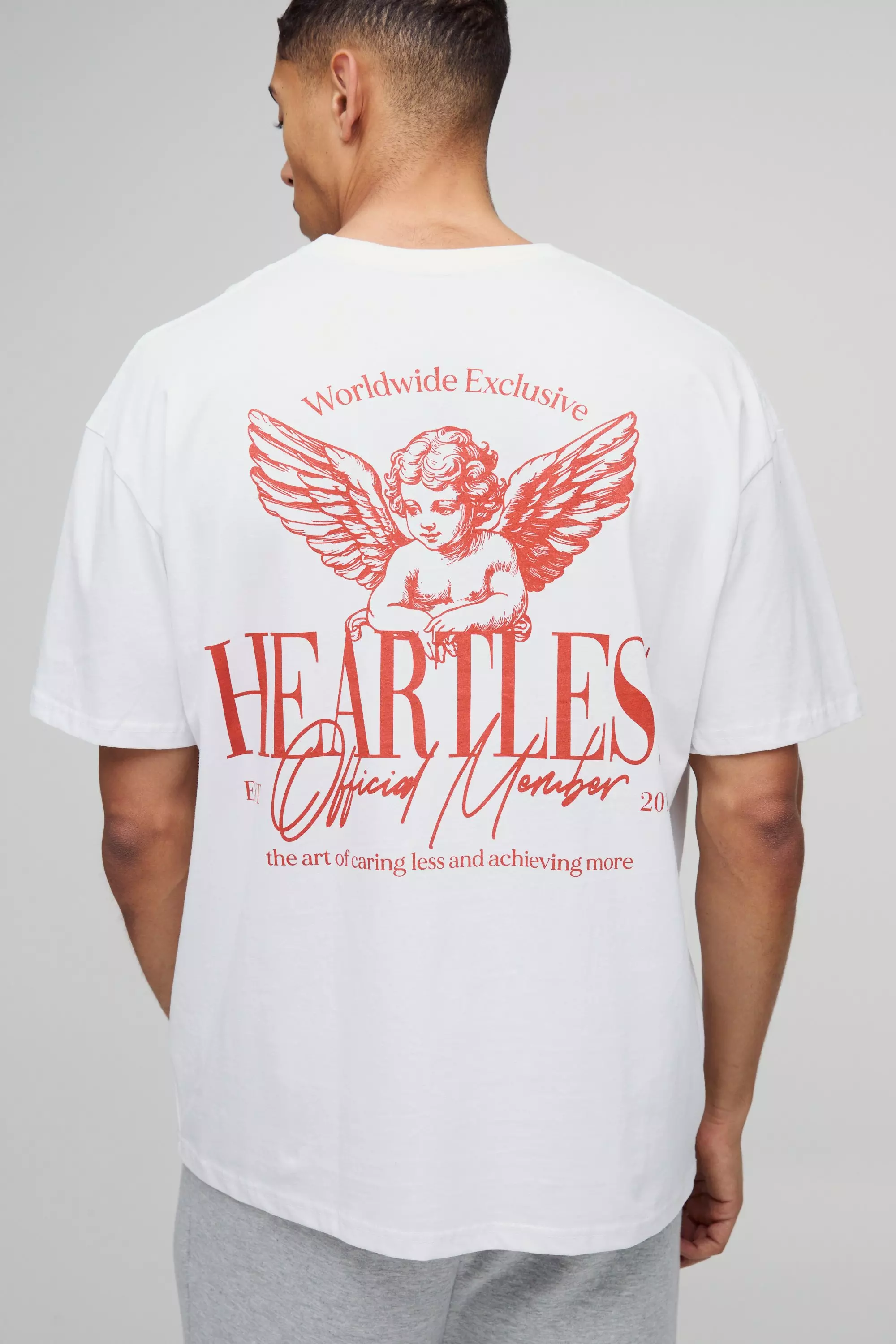 Oversized Heartless Cherub Heart Graphic T-Shirt White