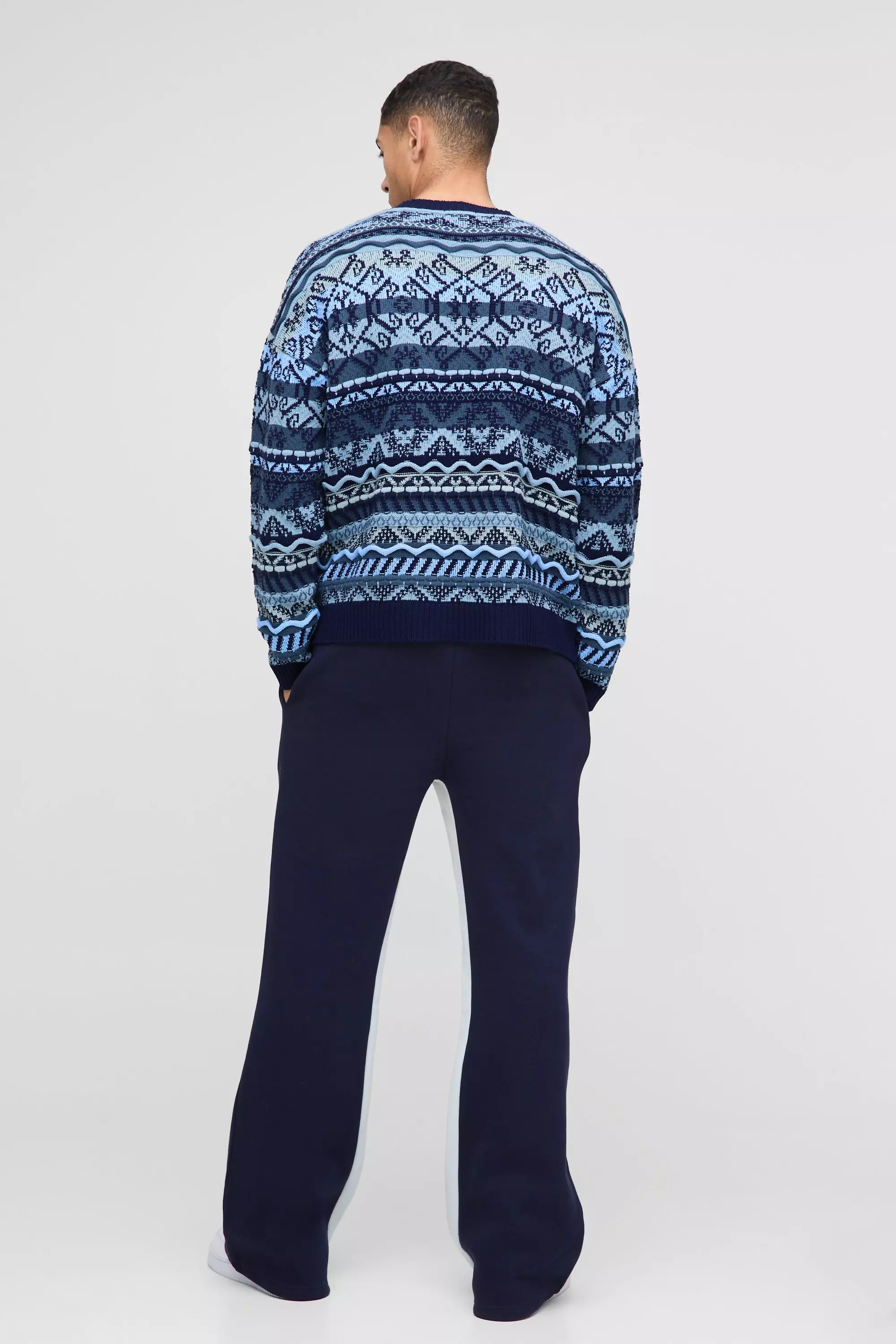 Navy Relaxed Man Colour Block Joggers alternative image