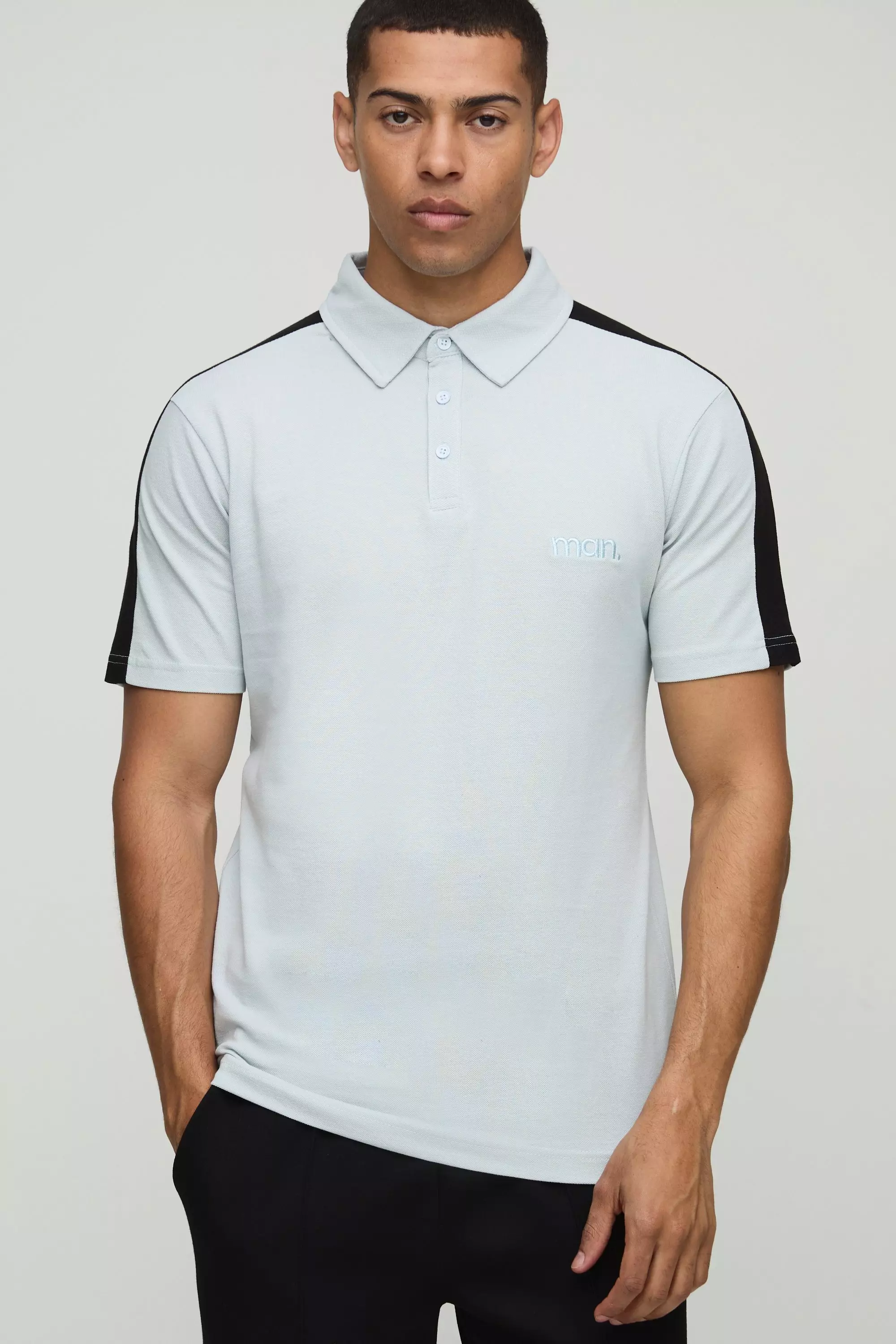 Blue Slim Fit Man Pique Colour Block Polo alternative image