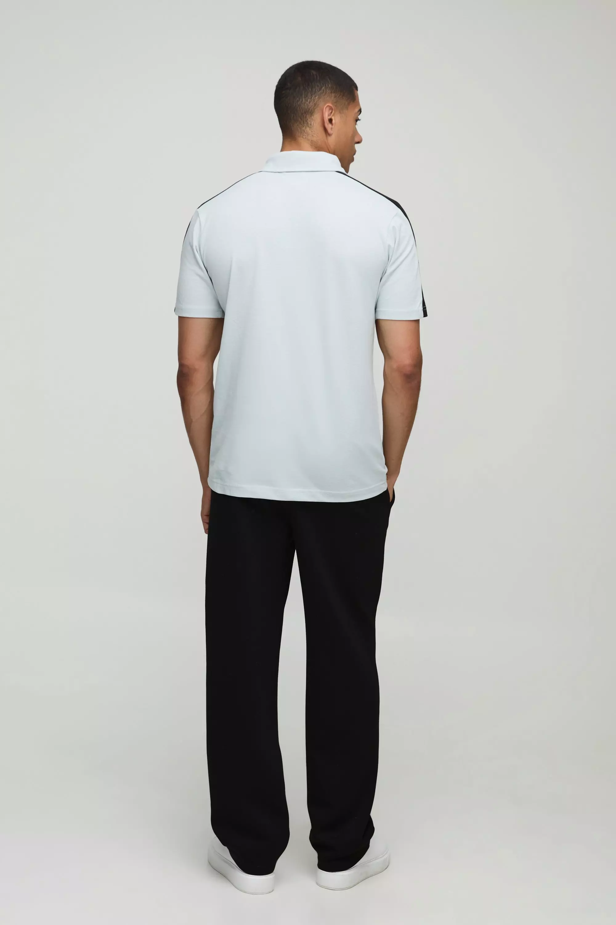 Blue Slim Fit Man Pique Colour Block Polo alternative image