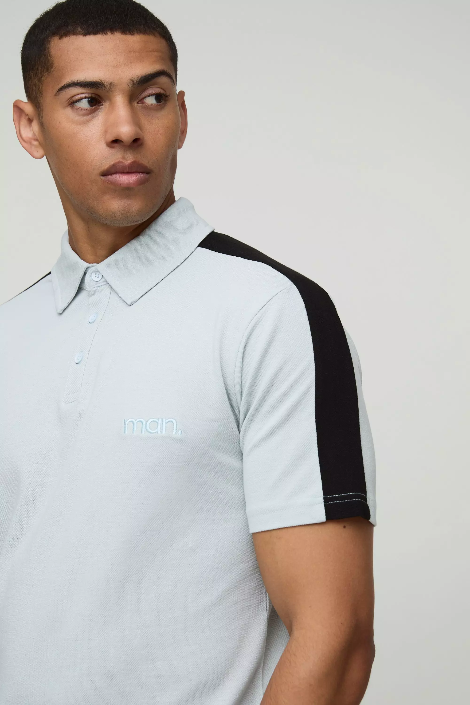 Blue Slim Fit Man Pique Colour Block Polo alternative image