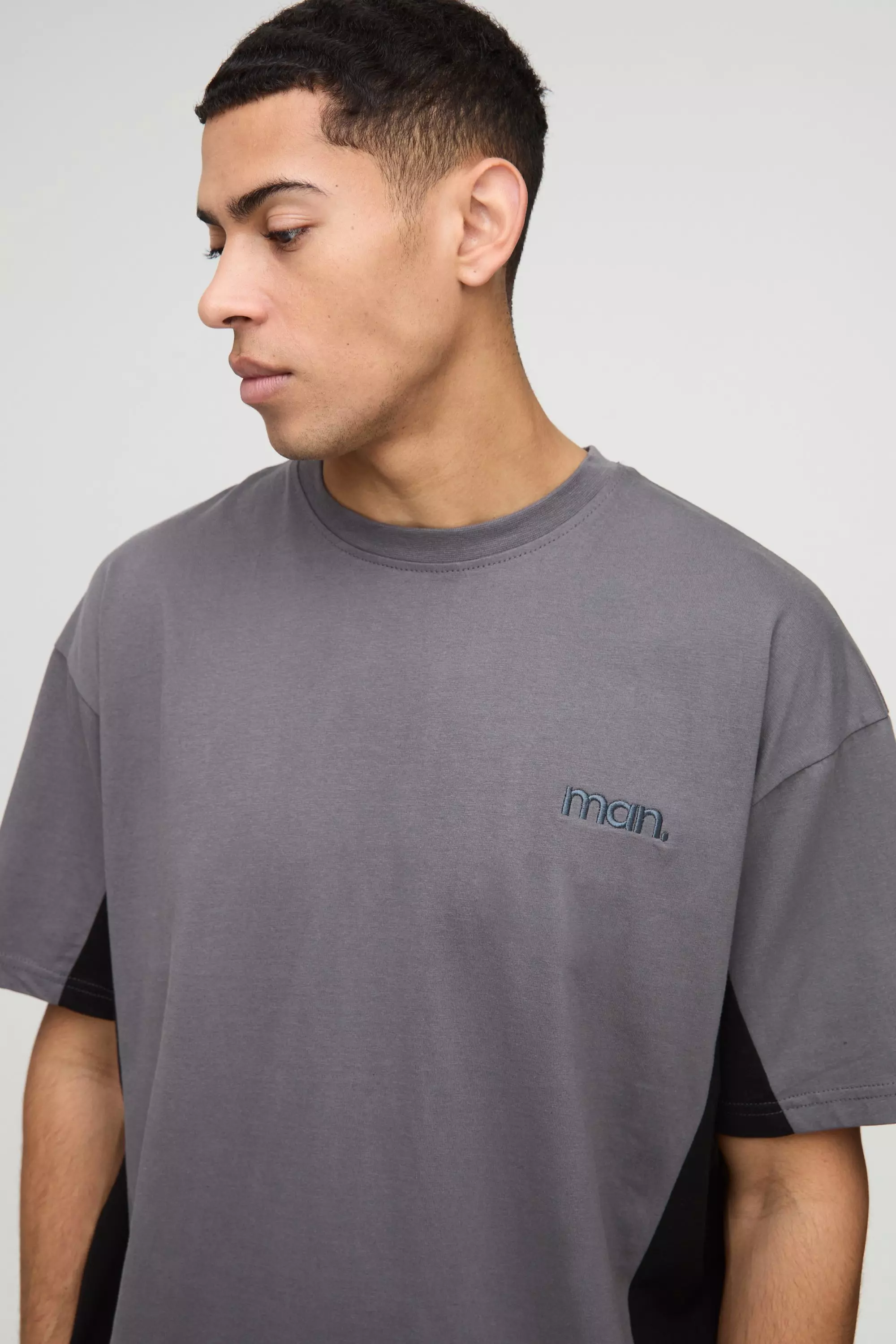 T-shirt oversize effet color block - MAN, Black autre image