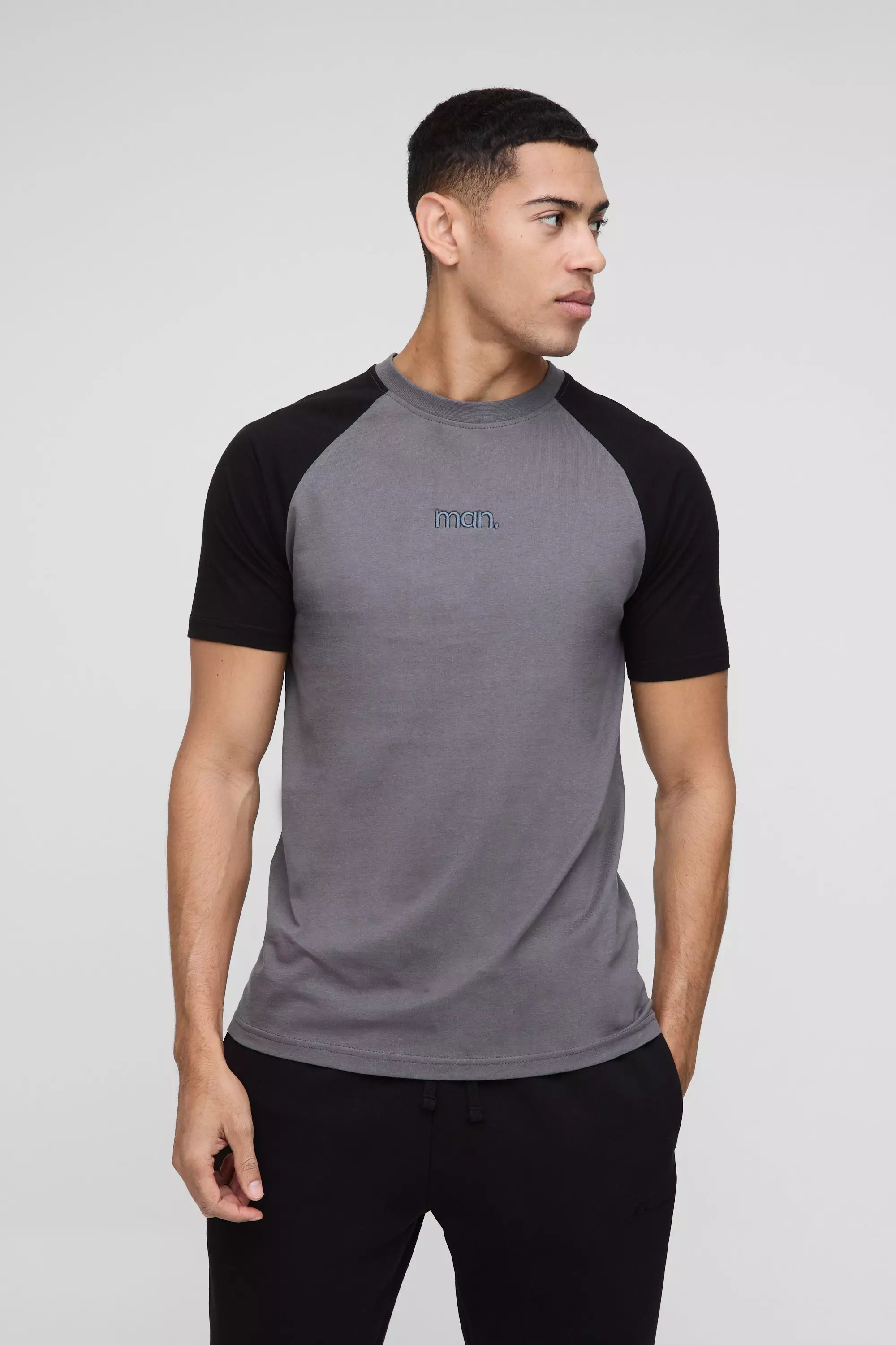 T-shirt cintré color block - MAN, Black autre image