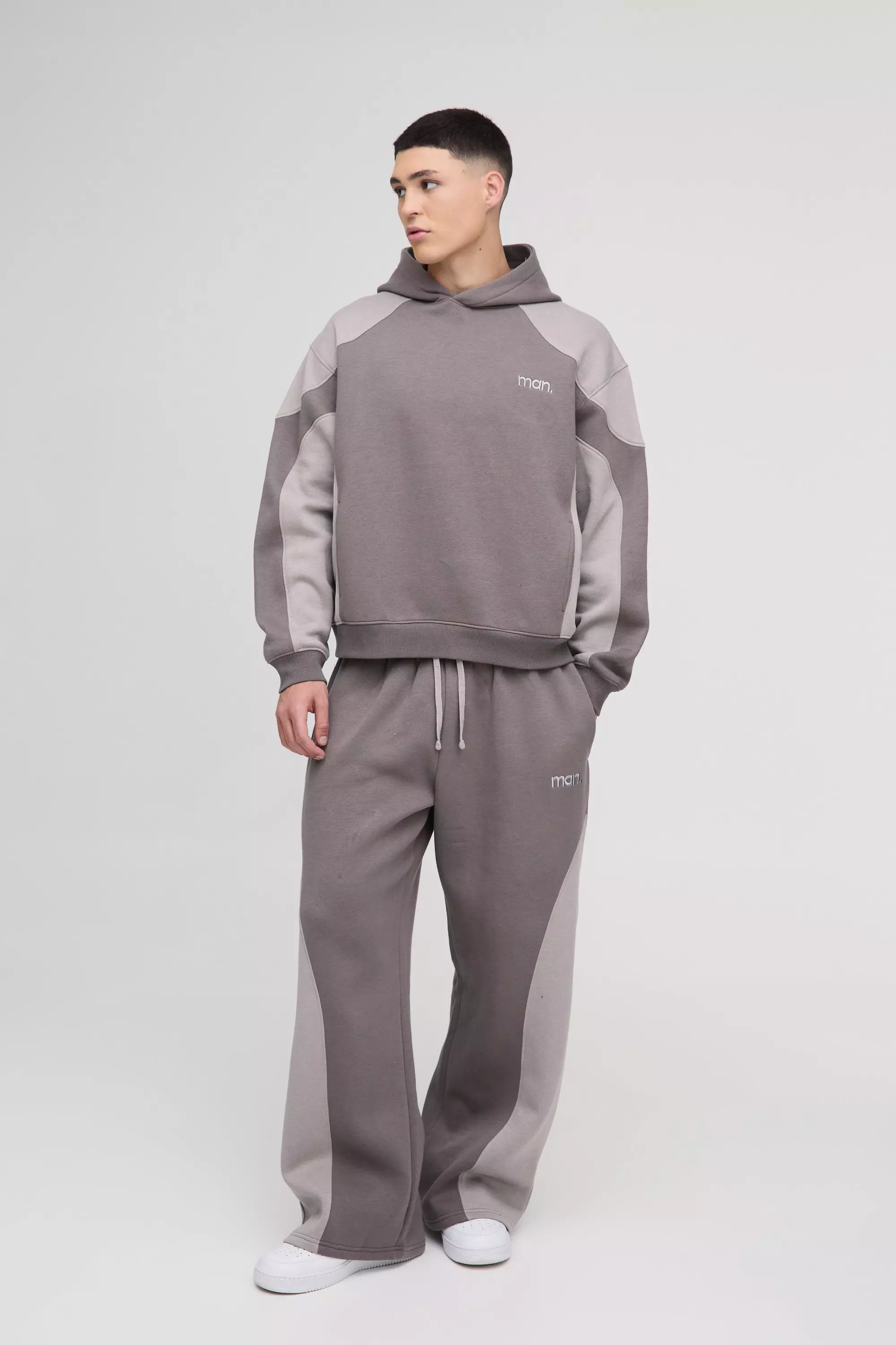 Oversized Boxy Man Seam Detail Hooded Tracksuit | boohooMAN USA