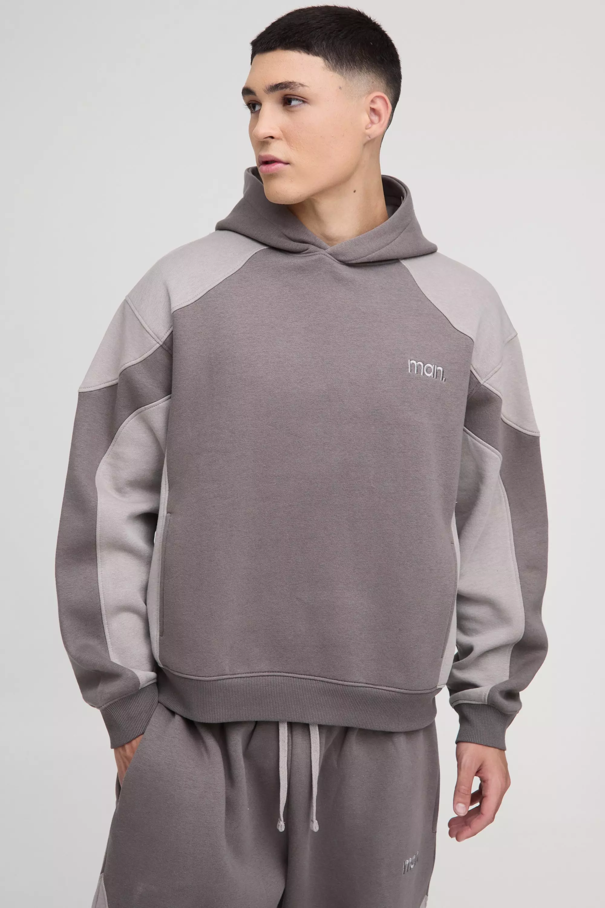 Oversized Boxy Man Seam Detail Hooded Tracksuit | boohooMAN USA