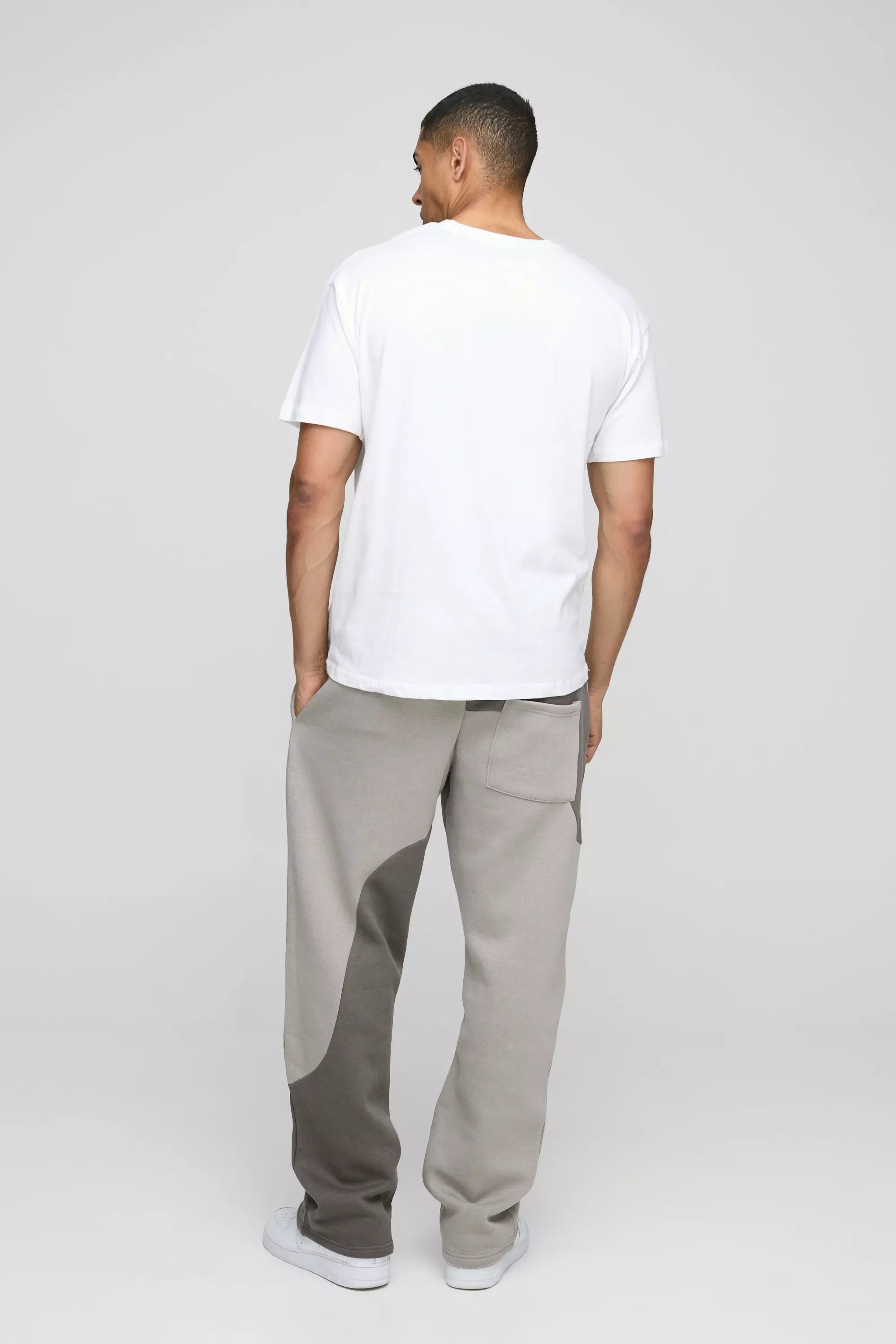 Stone Relaxed Fit Man Curved Colour Block Sweatpants alternative image