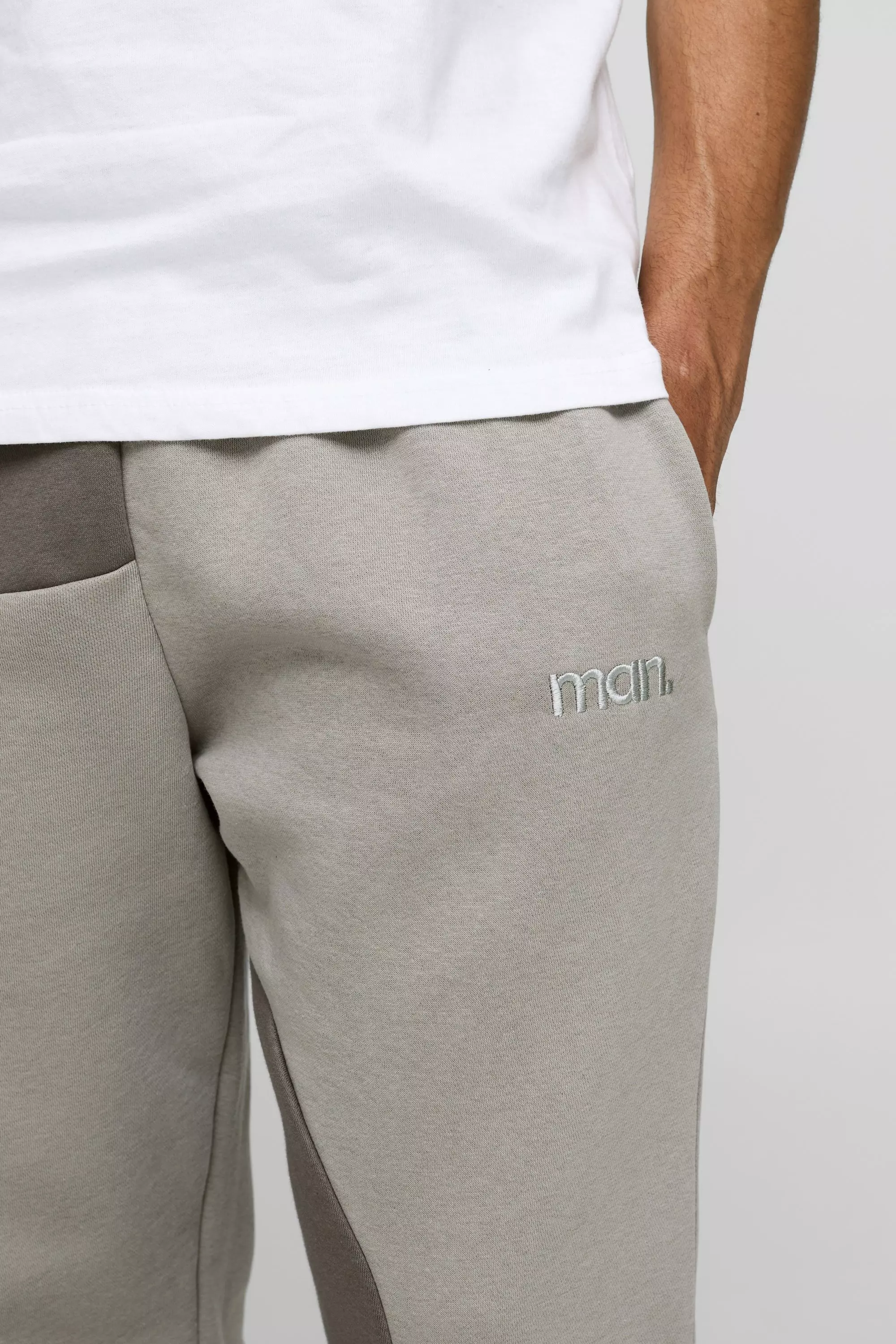Stone Relaxed Fit Man Curved Colour Block Sweatpants alternative image