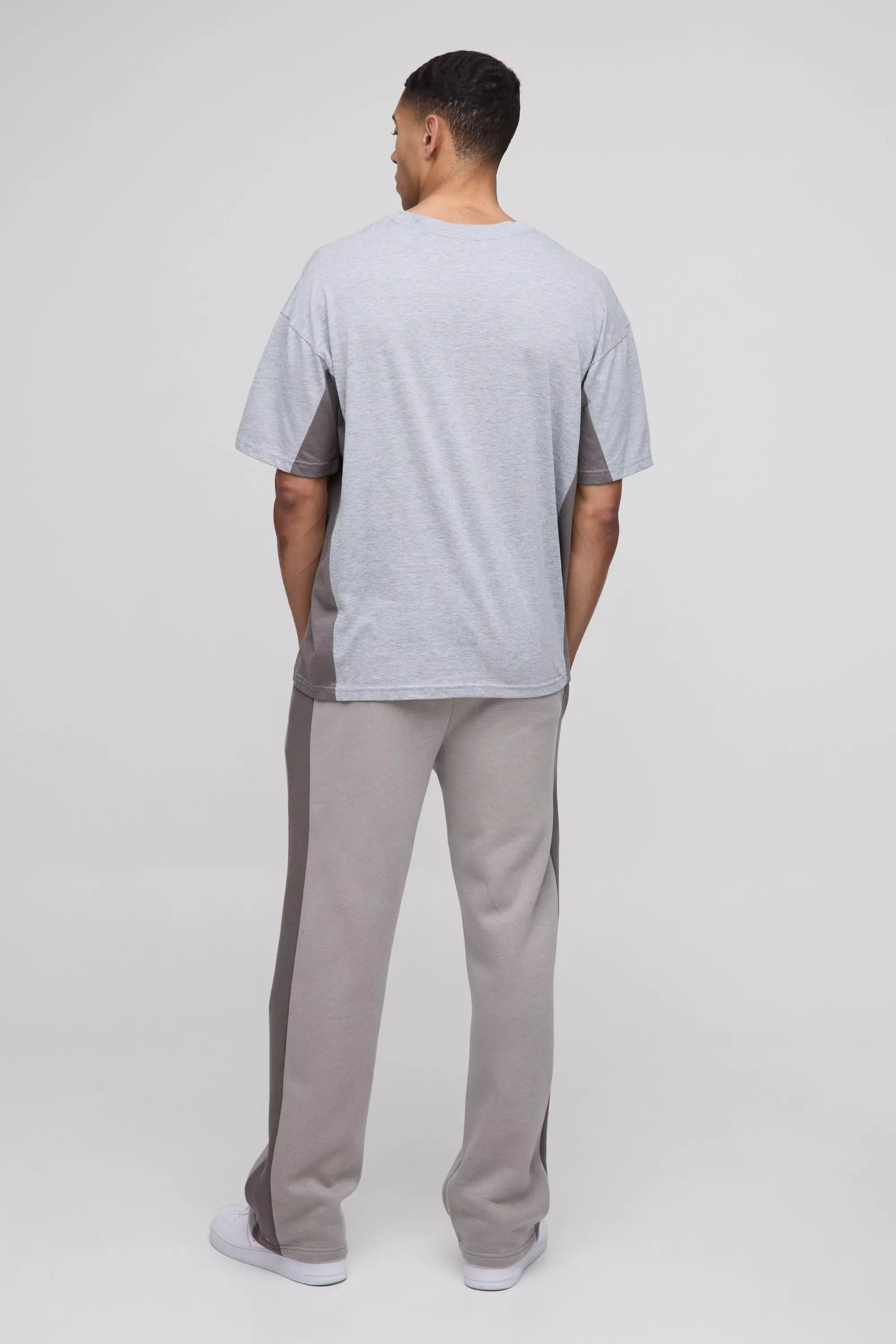 Grey Relaxed Fit Man Panel Detail Joggers alternative image