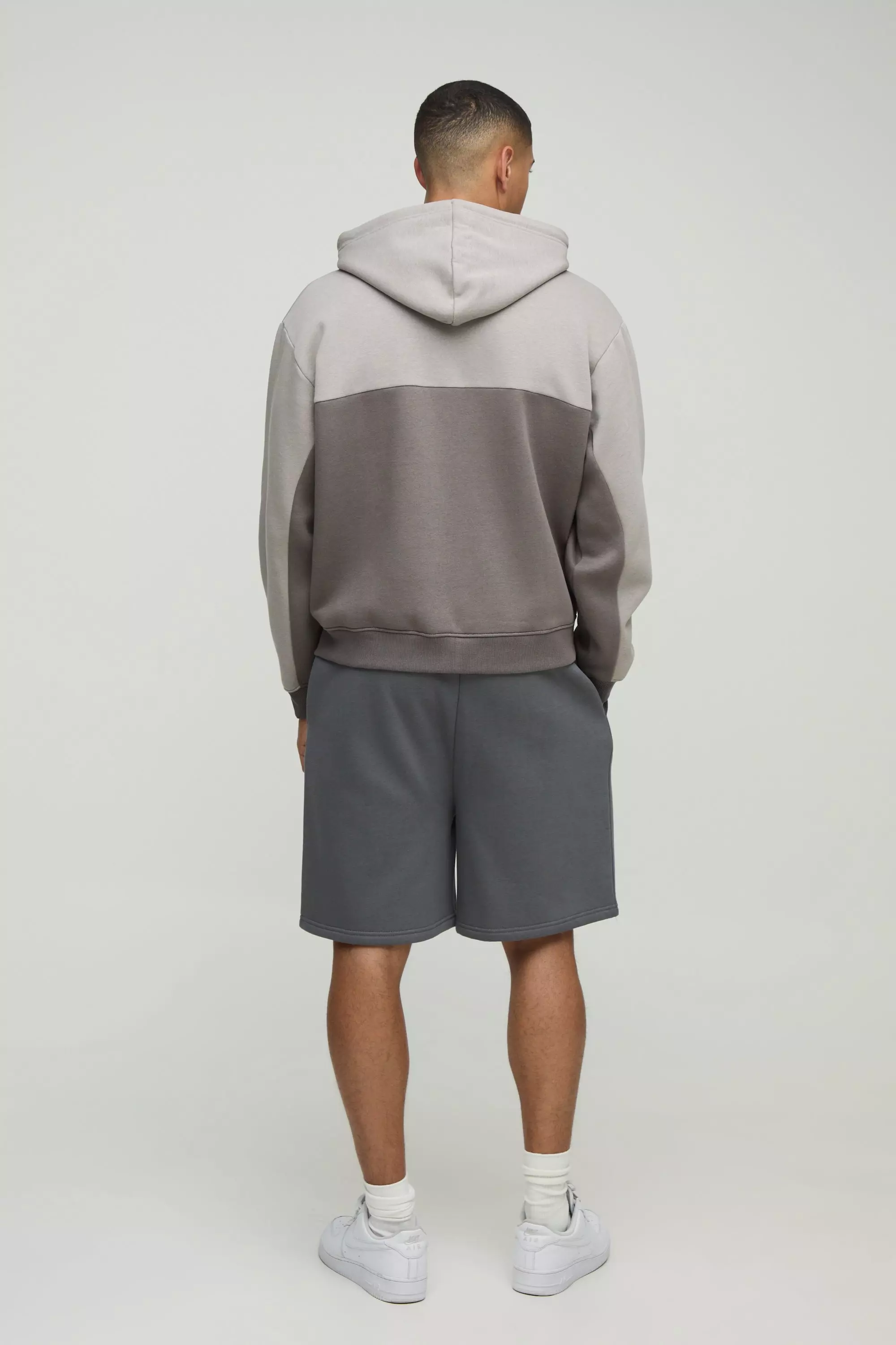 Grey Oversized Boxy Man Panel Zip Through Hoodie alternative image