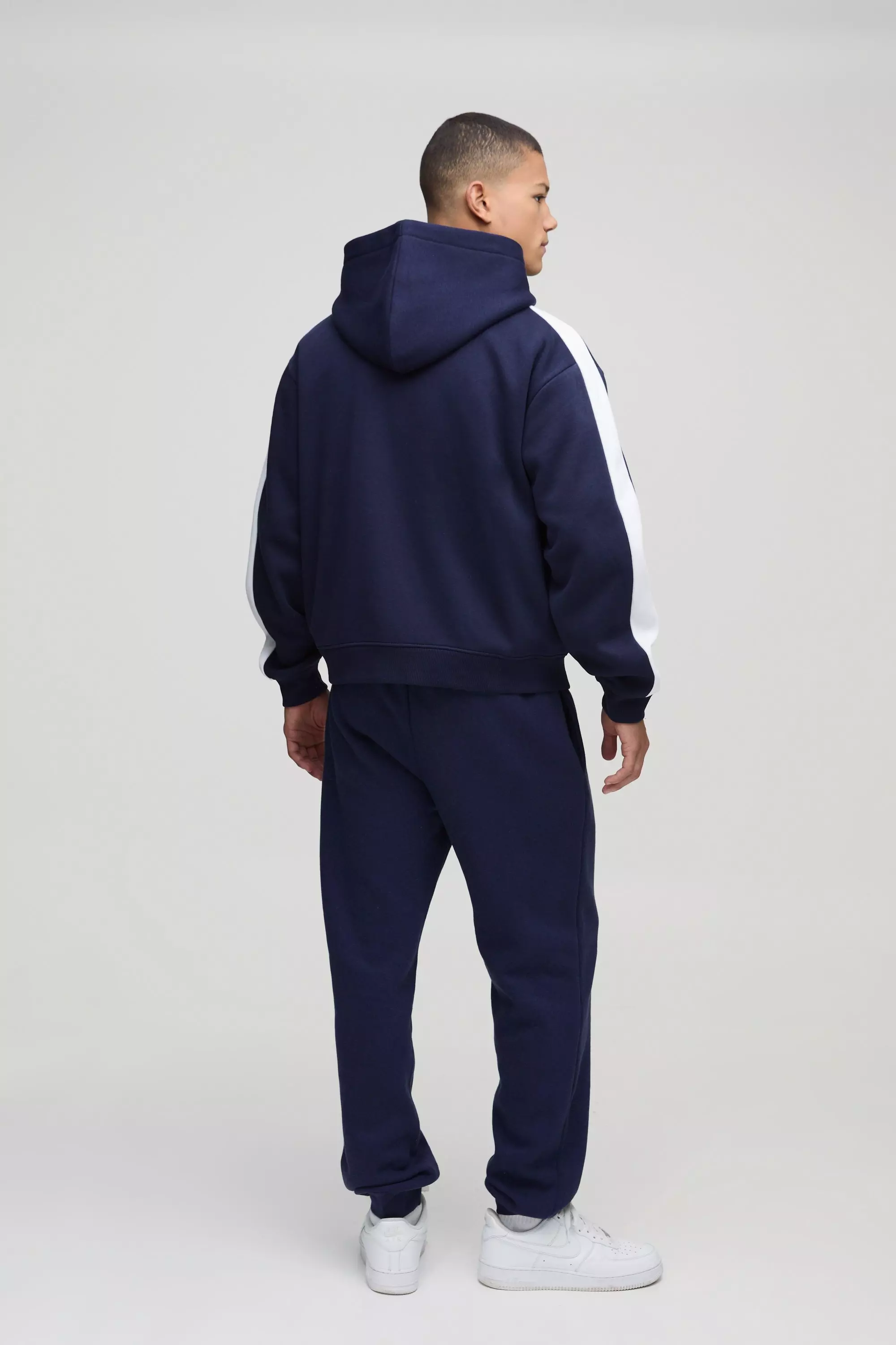 Oversized Boxy Man Colour Block Zip Through Hoodie | boohooMAN