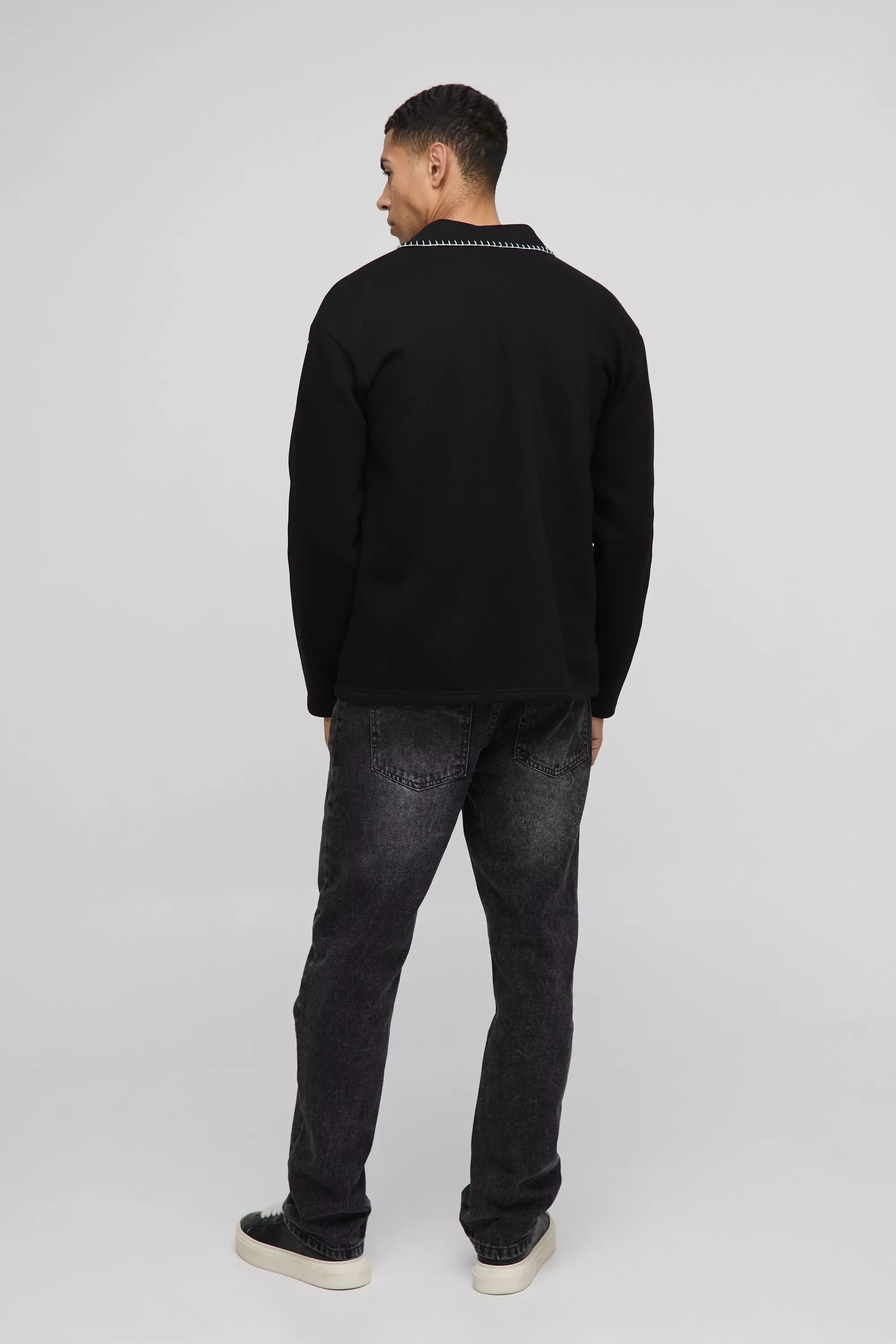 Black Dik Jersey Overhemd Met Stiksels alternatieve afbeelding