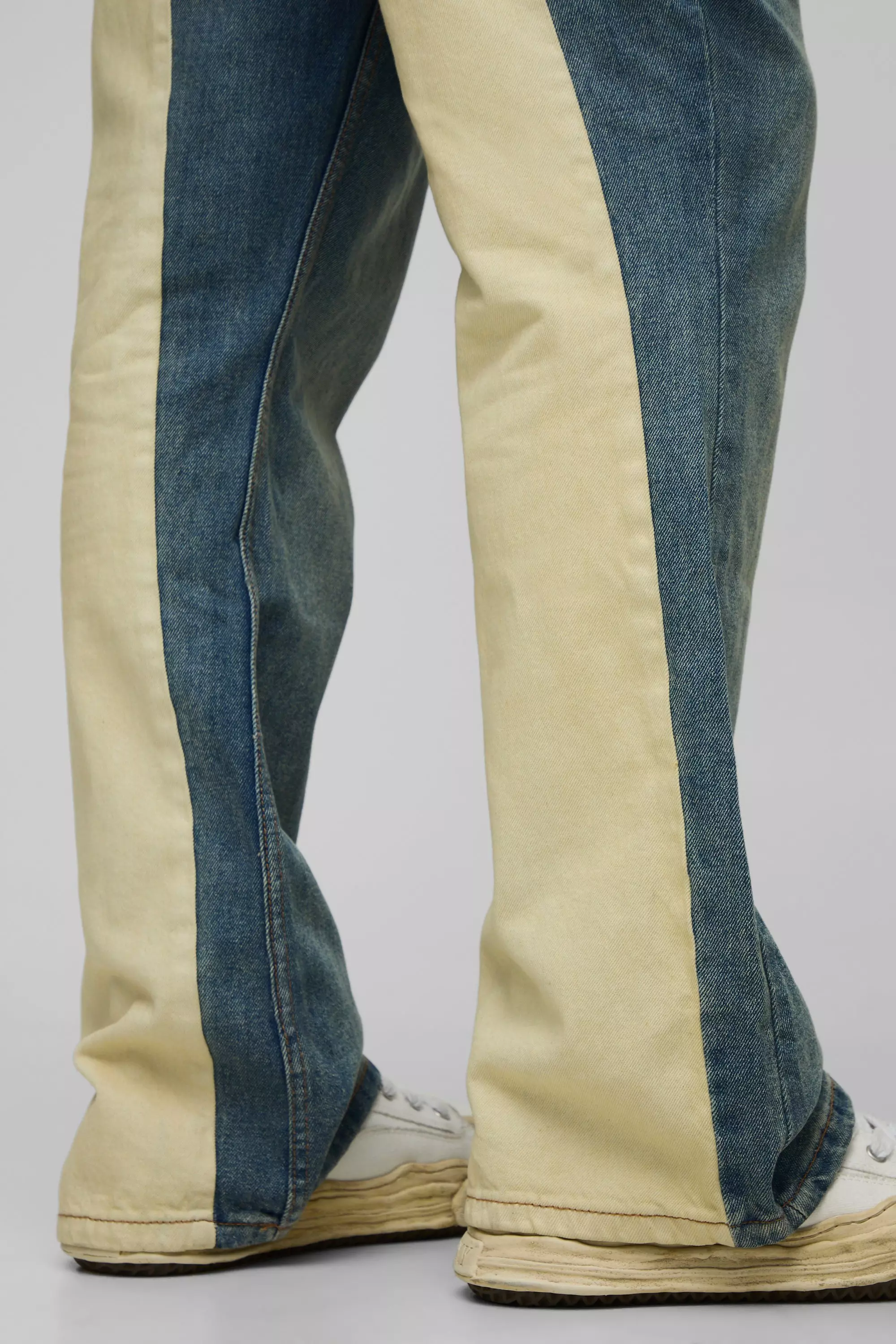 Tall Gusset Back Panel Relaxed Flared Jeans | boohooMAN USA