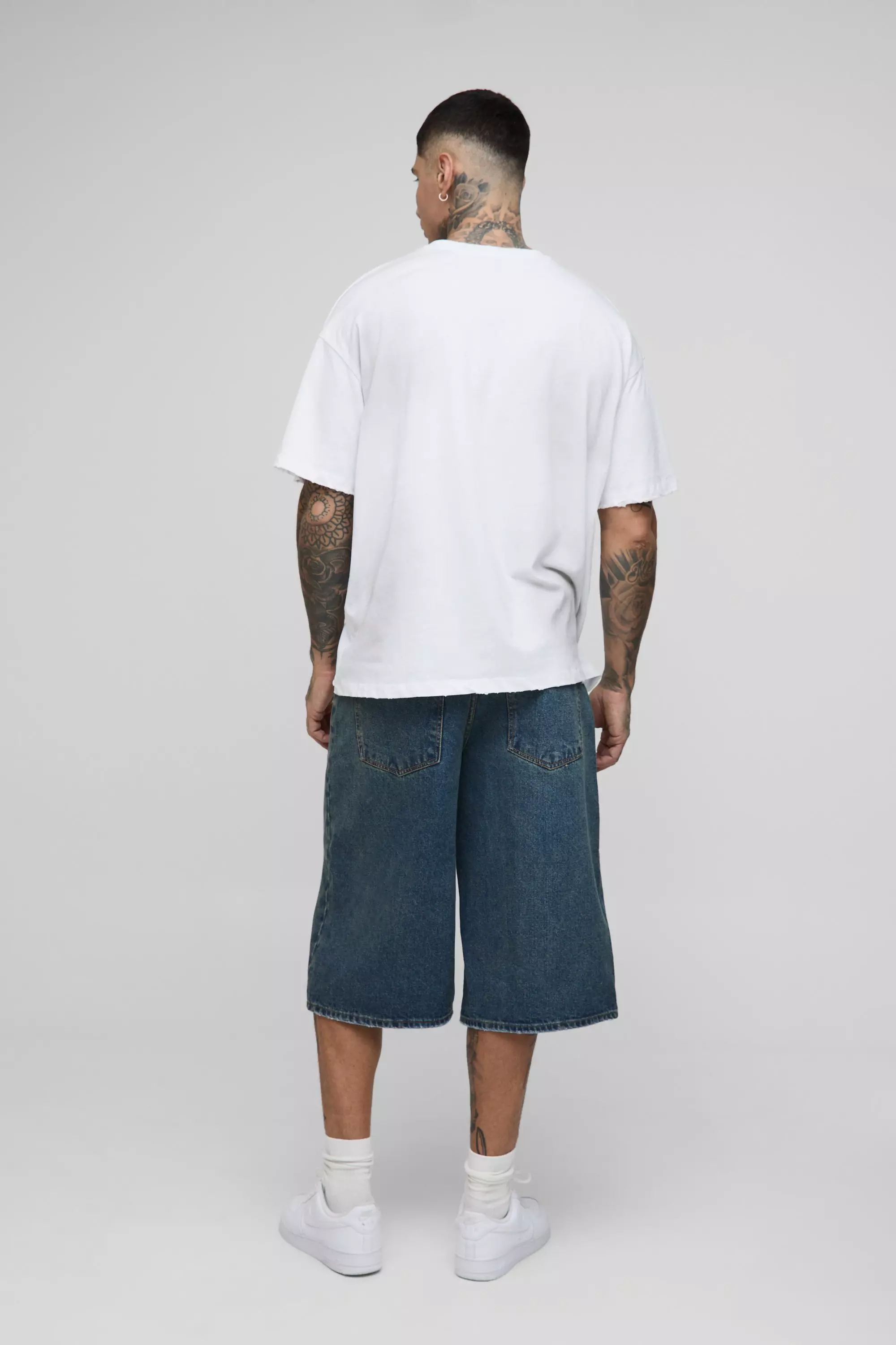 Antique blue Tall Regular Fit Longline Extreme Rip Jorts alternative image