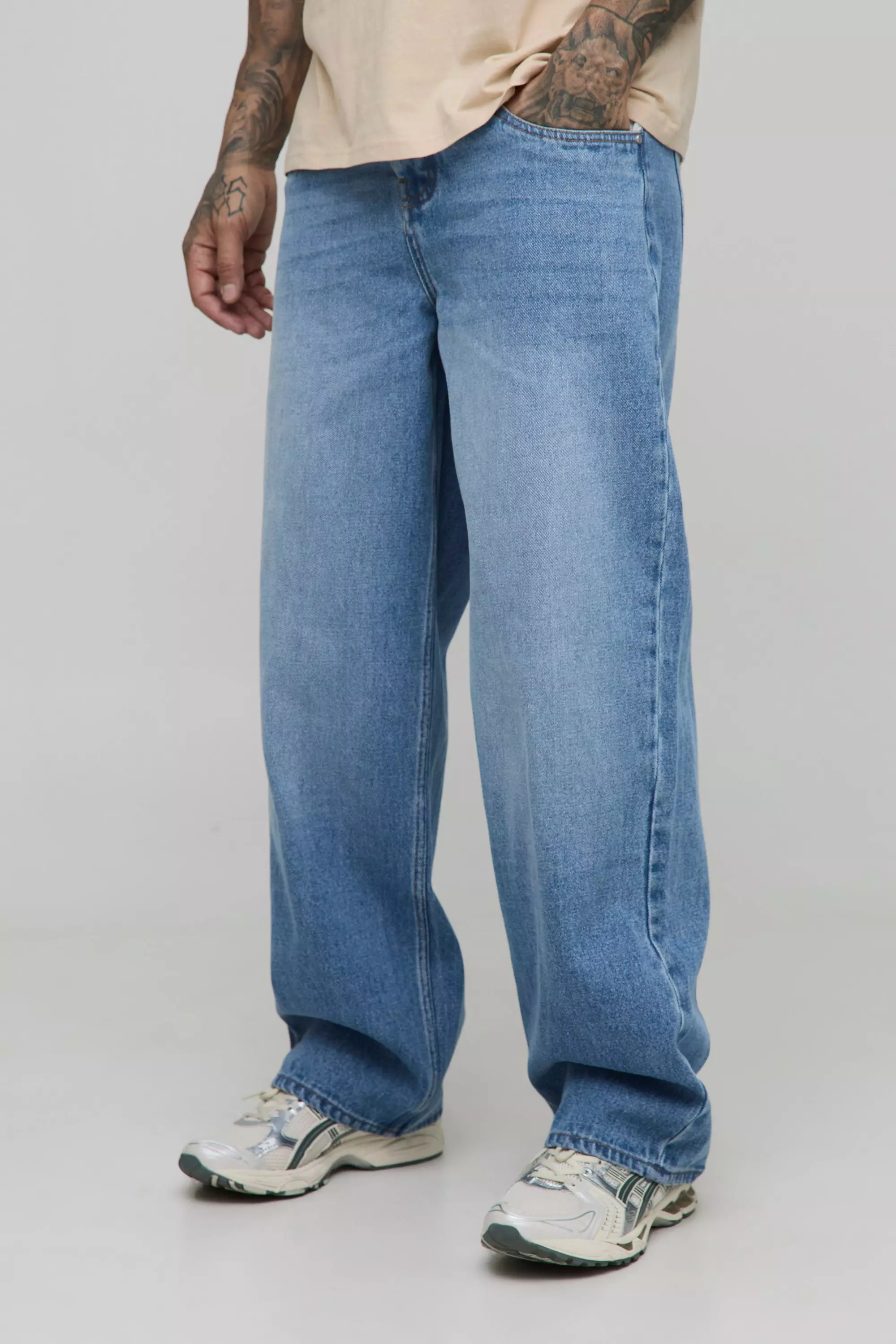 Tall Drop Pocket Detail Relaxed Fit Jeans mid wash