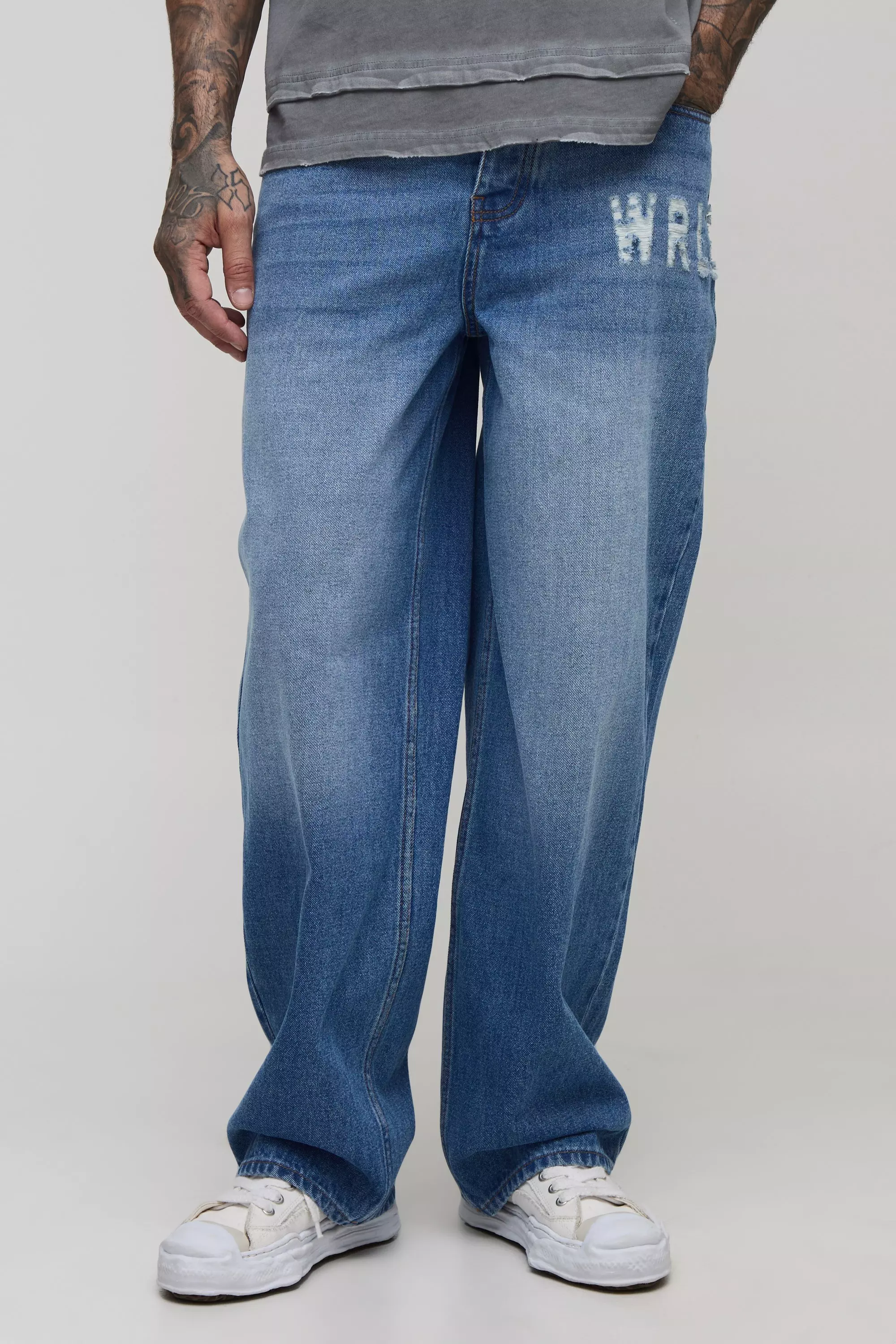 Tall WRLDWIDE Distressed Relaxed Fit Jeans Light wash