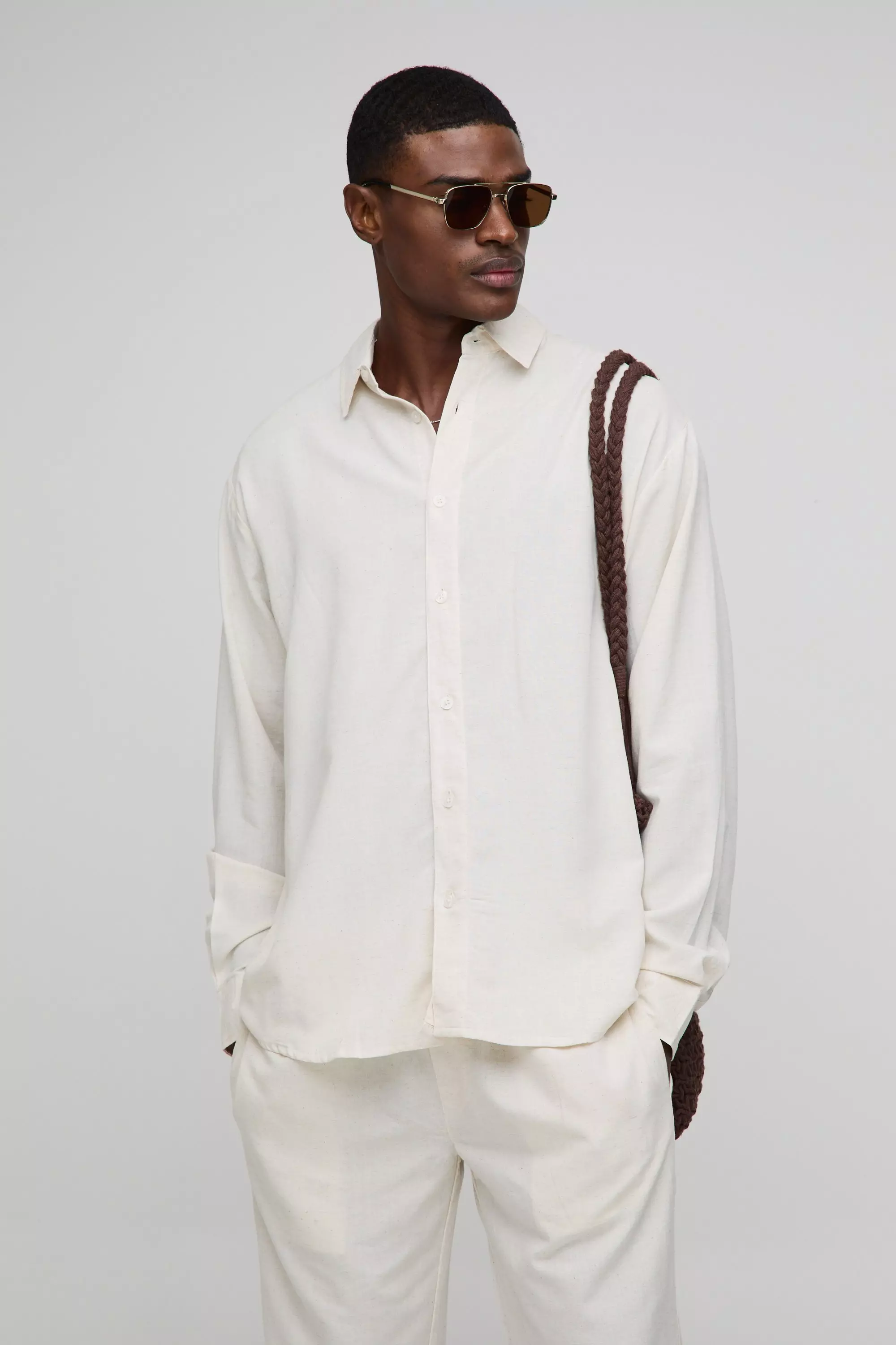 Super Oversize Leinen-Hemd & lockere Hose, Natural alternatives Bild