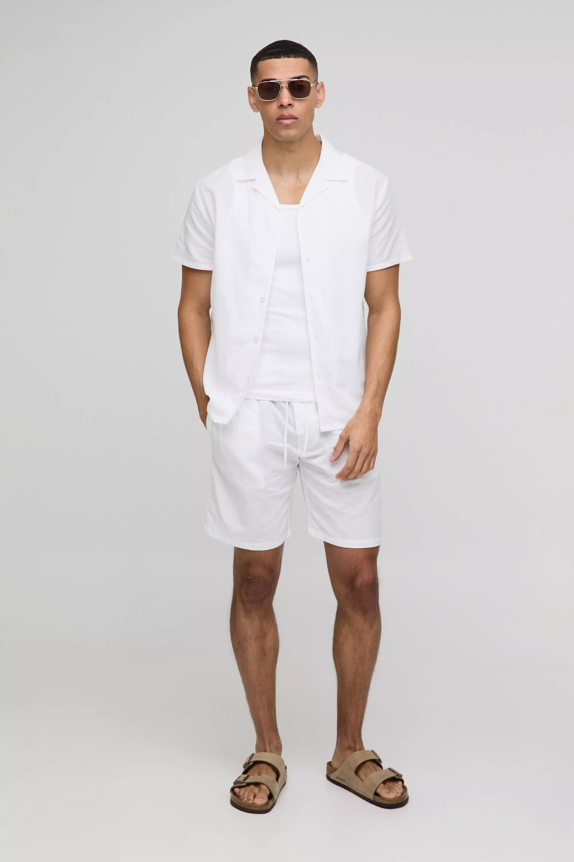 Set Camicia Regular Fit Con Rever & Pantaloncini, White immagine alternativa