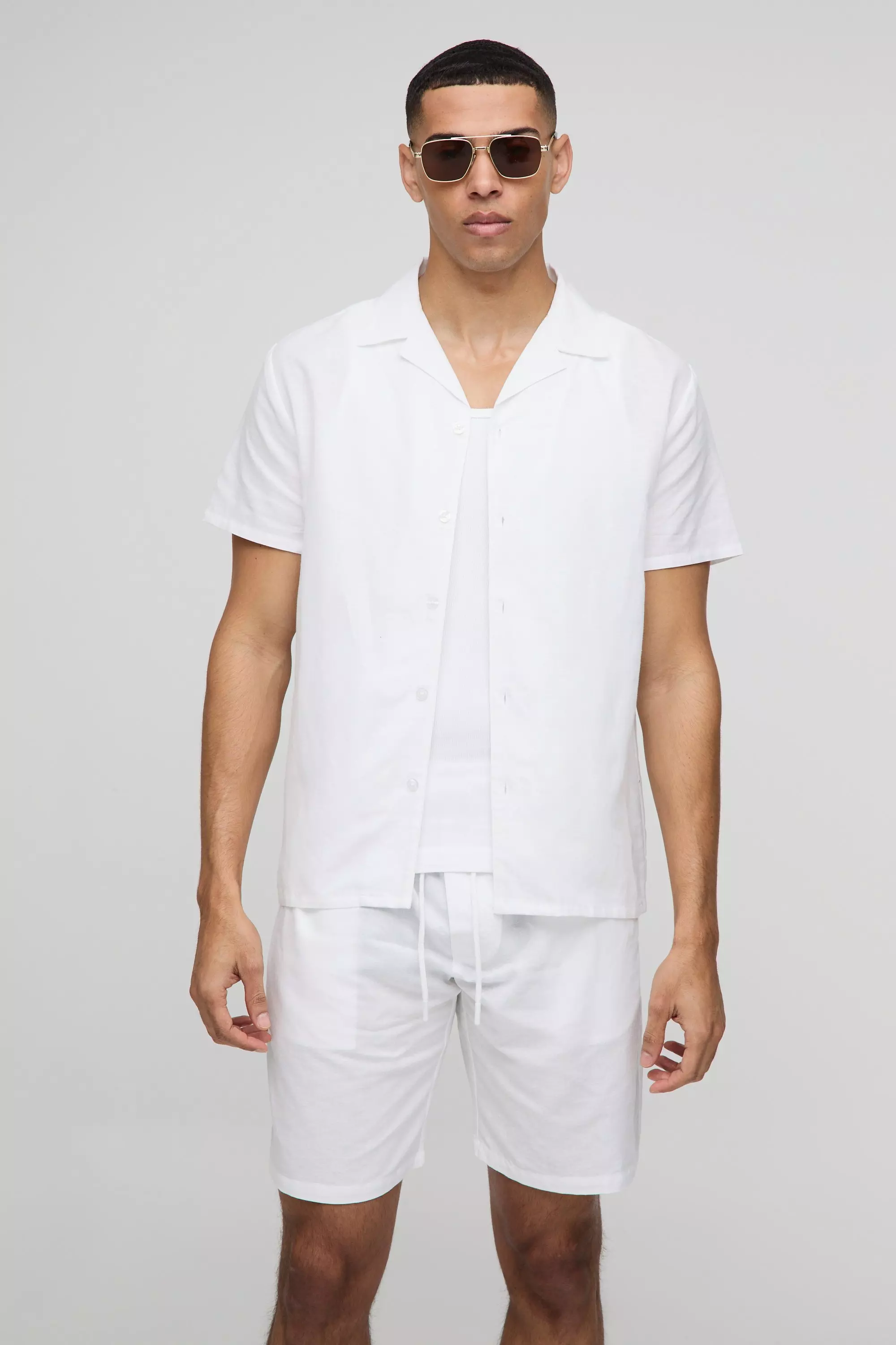 Set Camicia Regular Fit Con Rever & Pantaloncini, White immagine alternativa