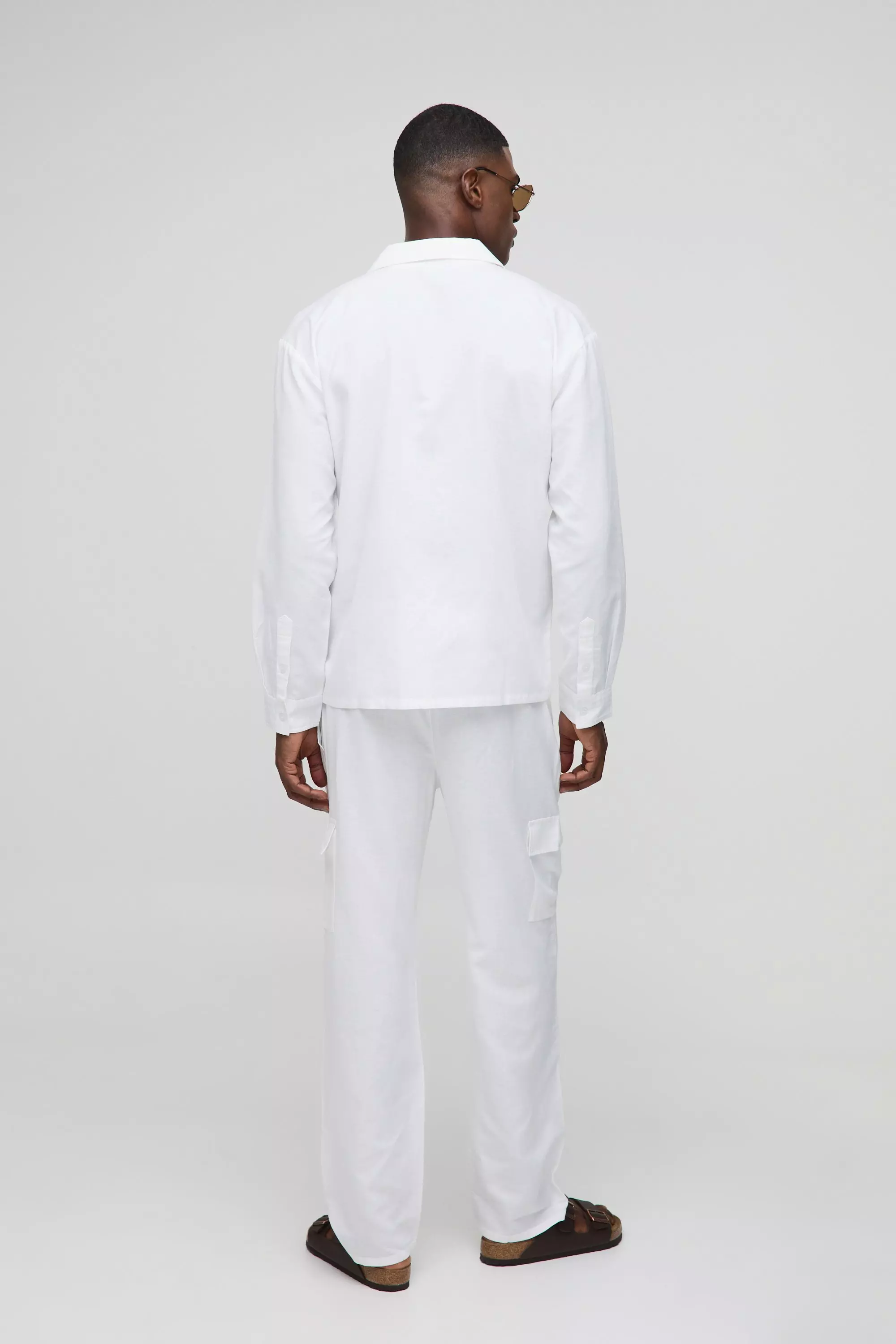 Set Camicia Oversize Con Tasche Cargo & Pantaloni, White immagine alternativa