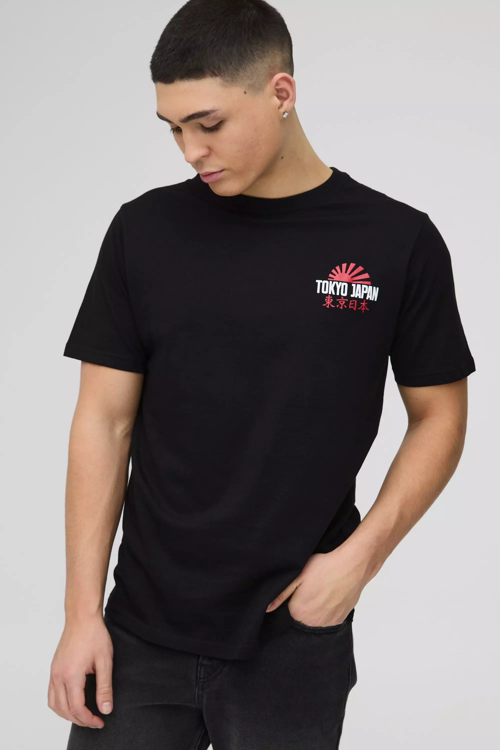 Black Regular Fit Tokyo Japan Waves T-Shirt alternative image