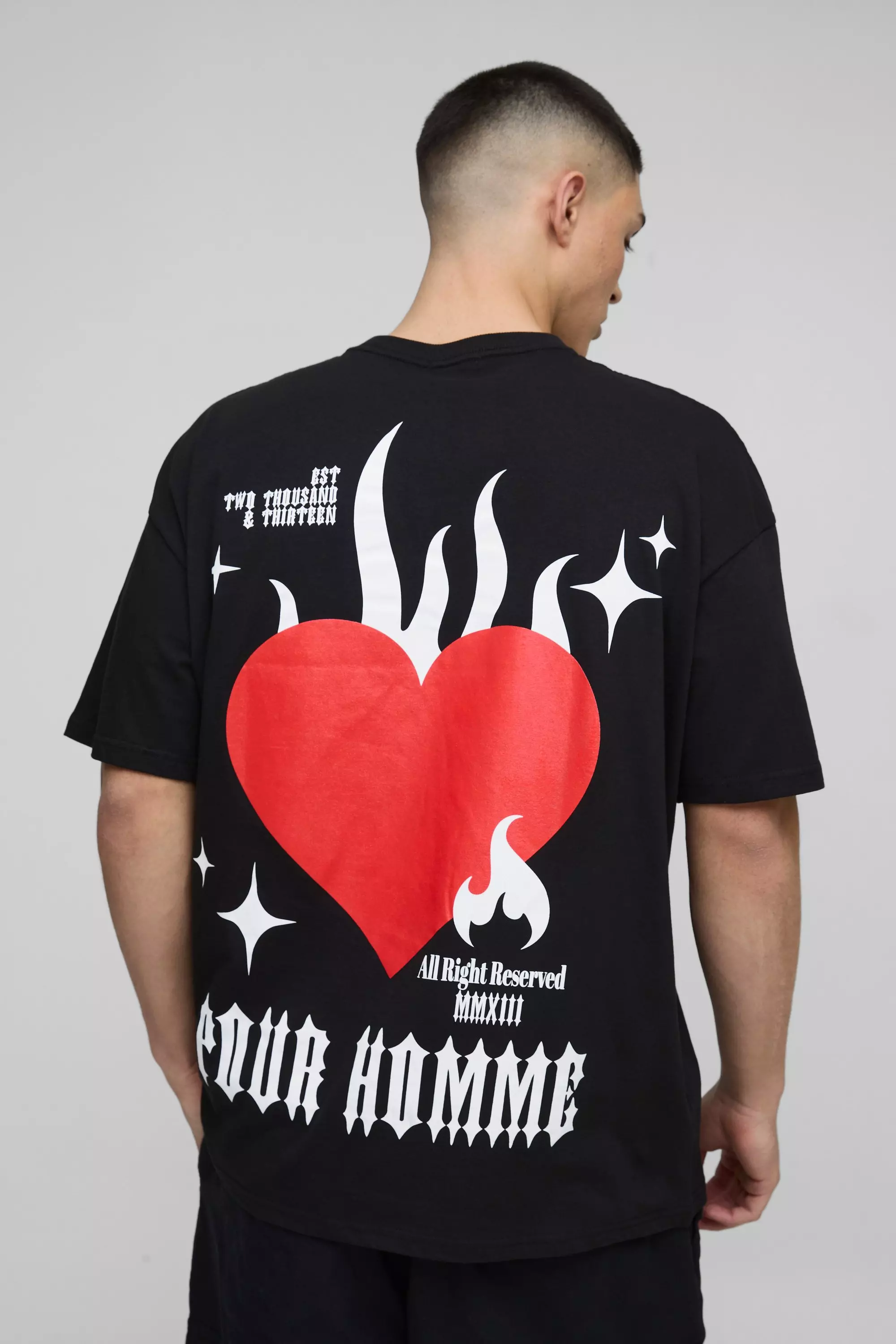 T-shirt oversize à imprimé flammes, Black autre image