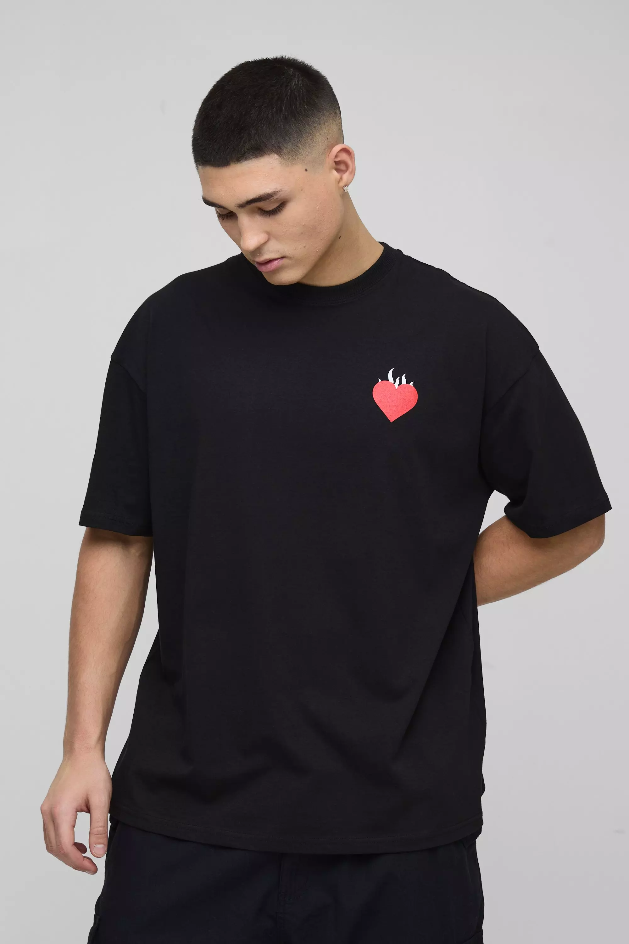 T-shirt oversize à imprimé flammes, Black autre image
