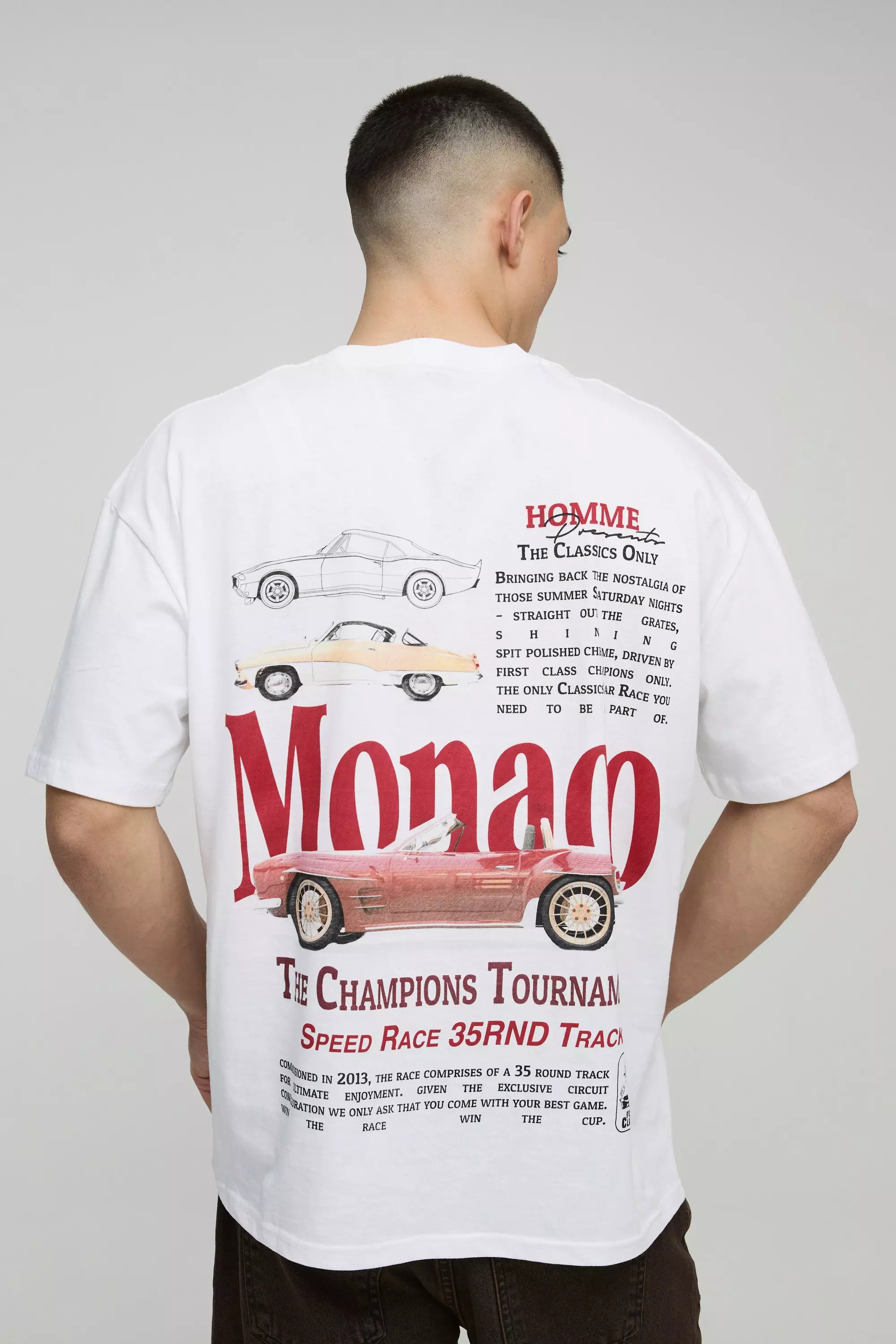 T-shirt oversize à imprimé voiture Monaco, White autre image