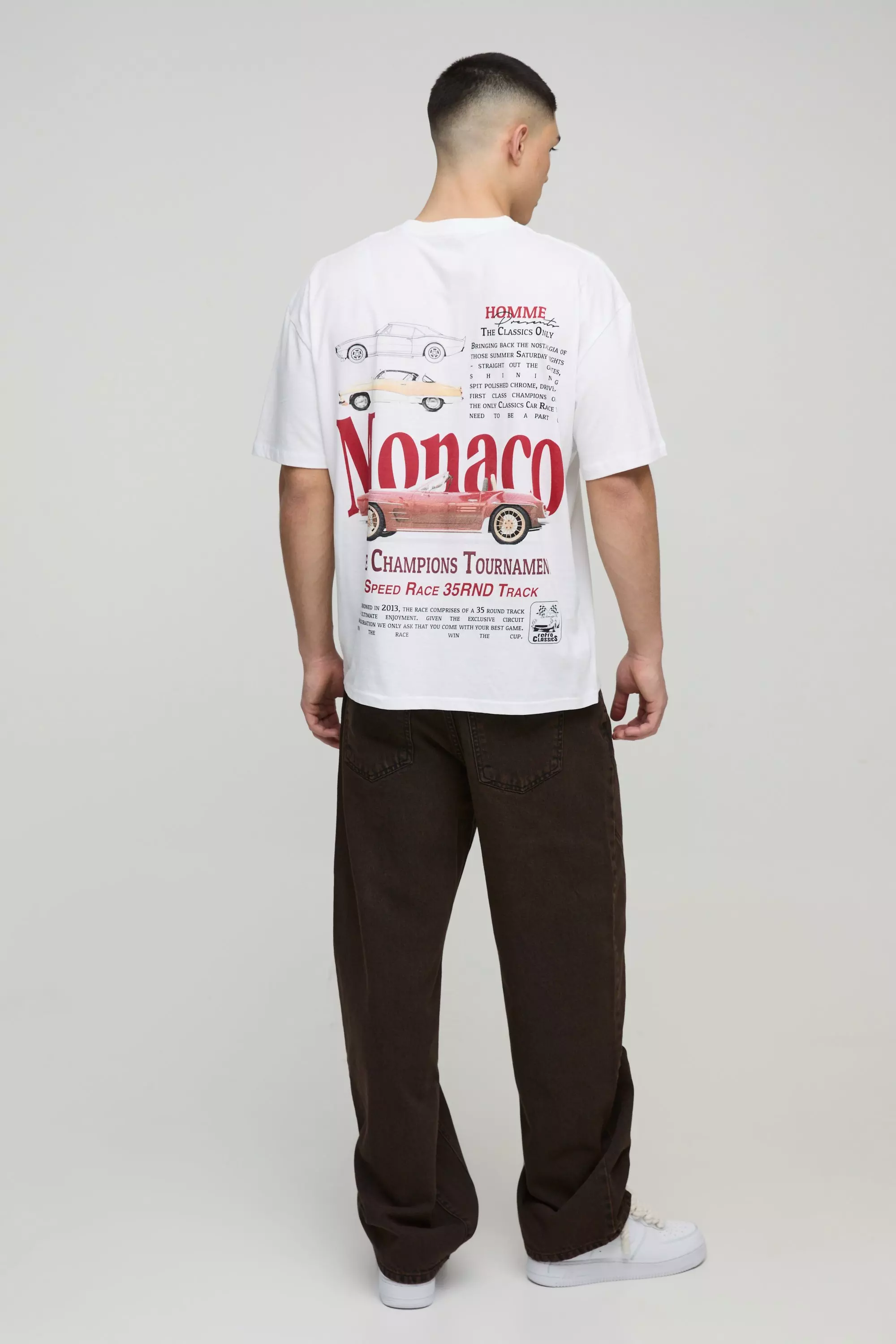 T-shirt oversize à imprimé voiture Monaco, White autre image