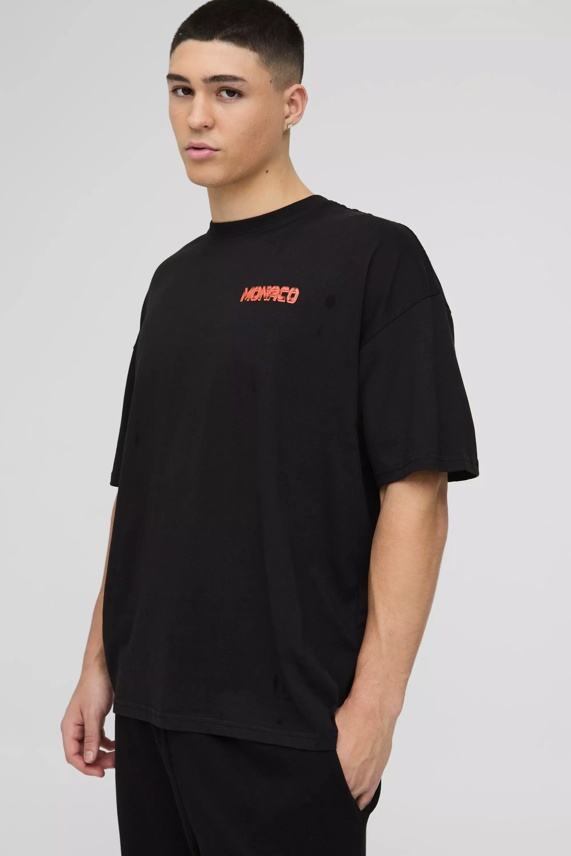 Black Oversized Monaco Moto Graphic T-Shirt alternative image