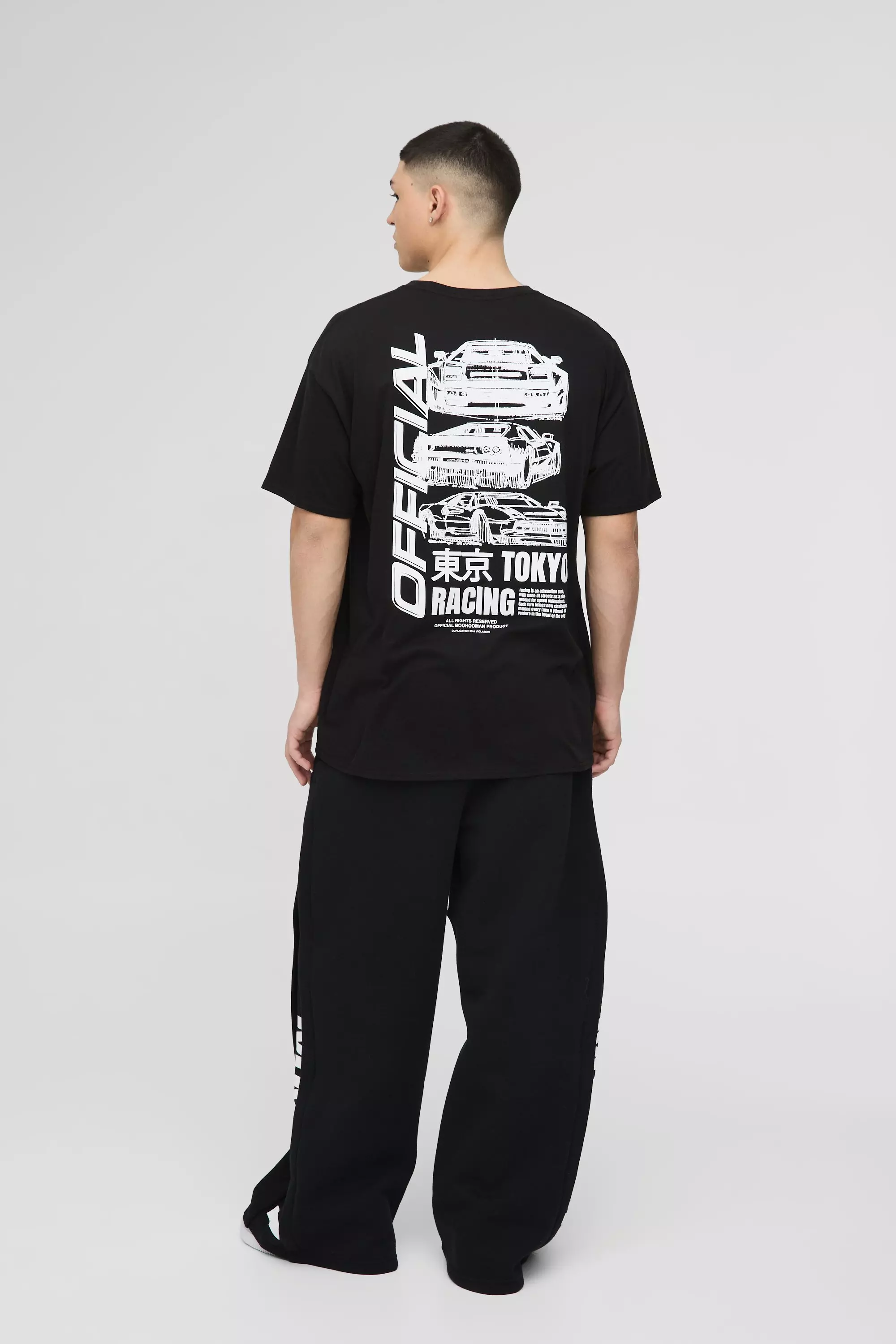 Black Oversized Official Racing T-Shirt Met Print alternatieve afbeelding