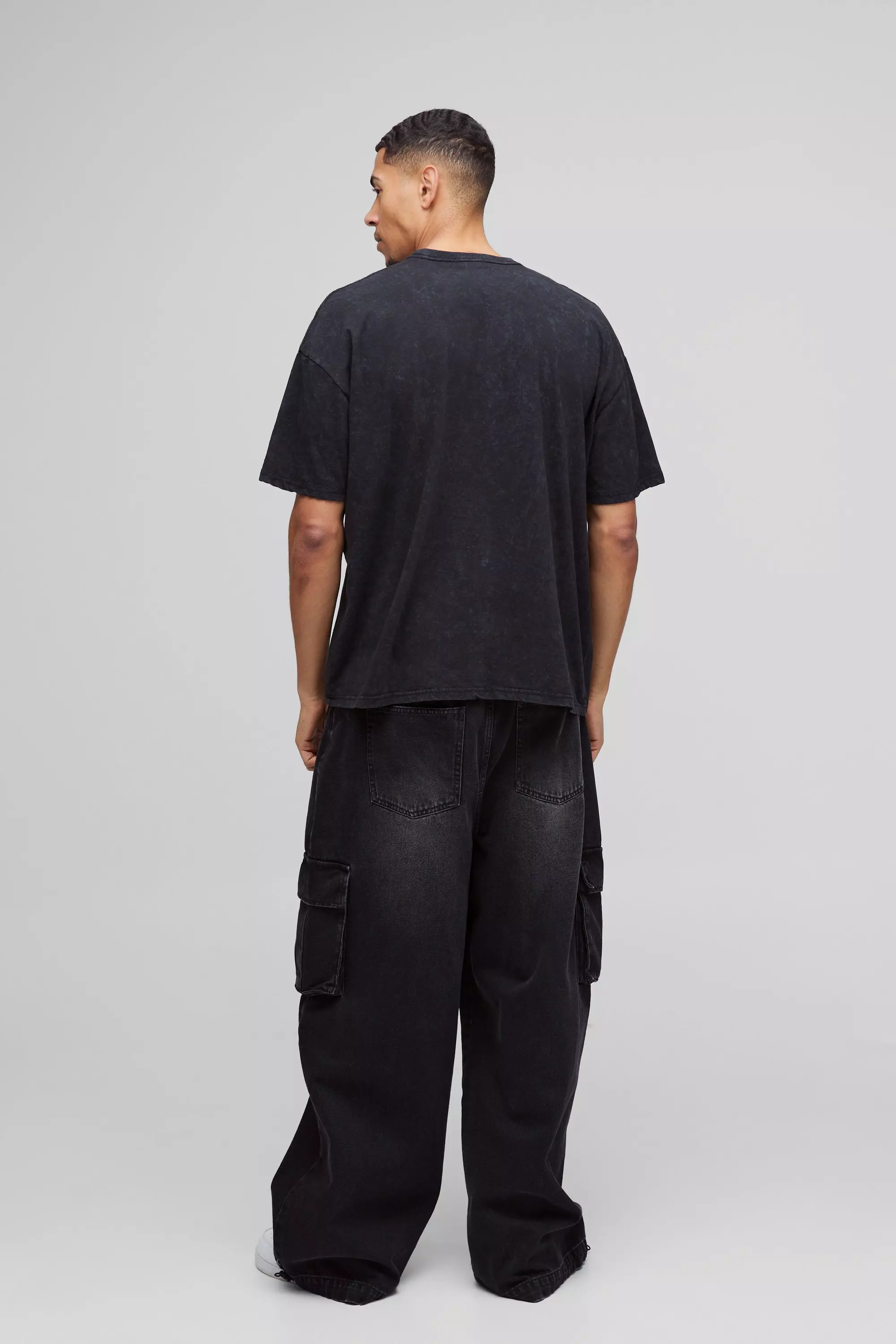 T-shirt oversize délavé à slogan, Black autre image