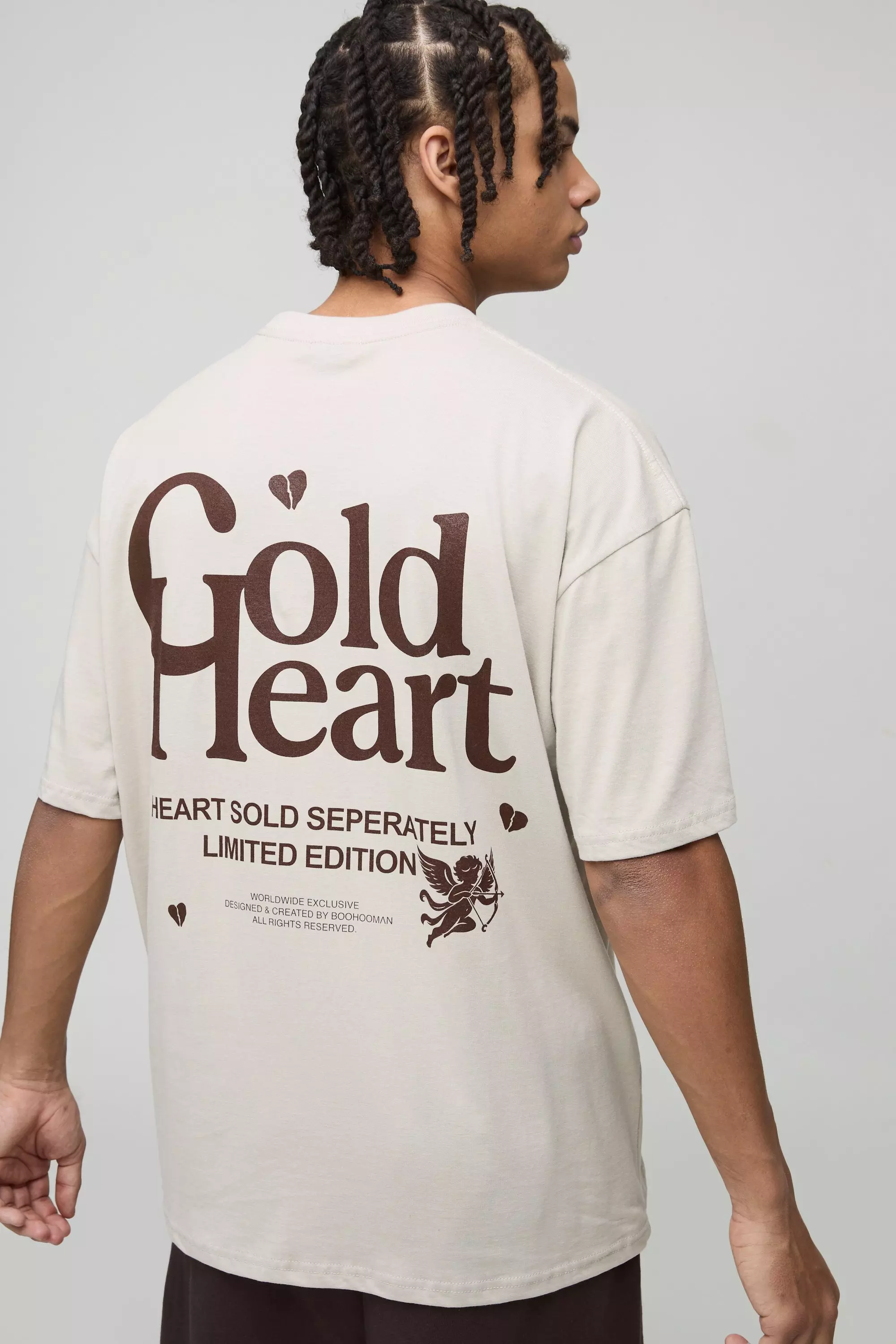 T-Shirt Oversize Con Stampa Di Slogan Cold Heart, Stone immagine alternativa