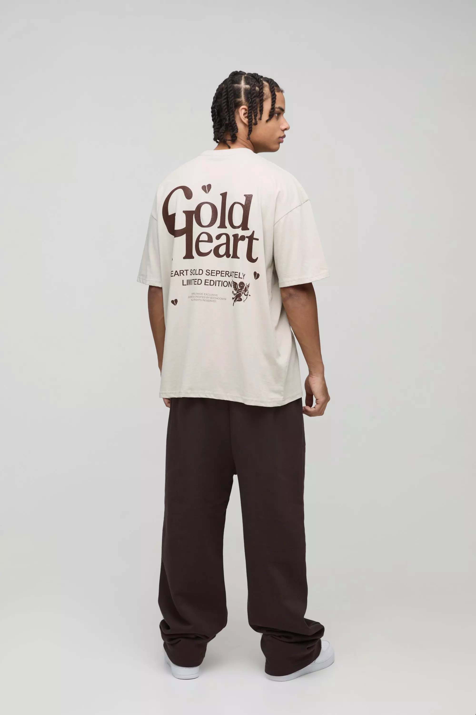 T-Shirt Oversize Con Stampa Di Slogan Cold Heart, Stone immagine alternativa