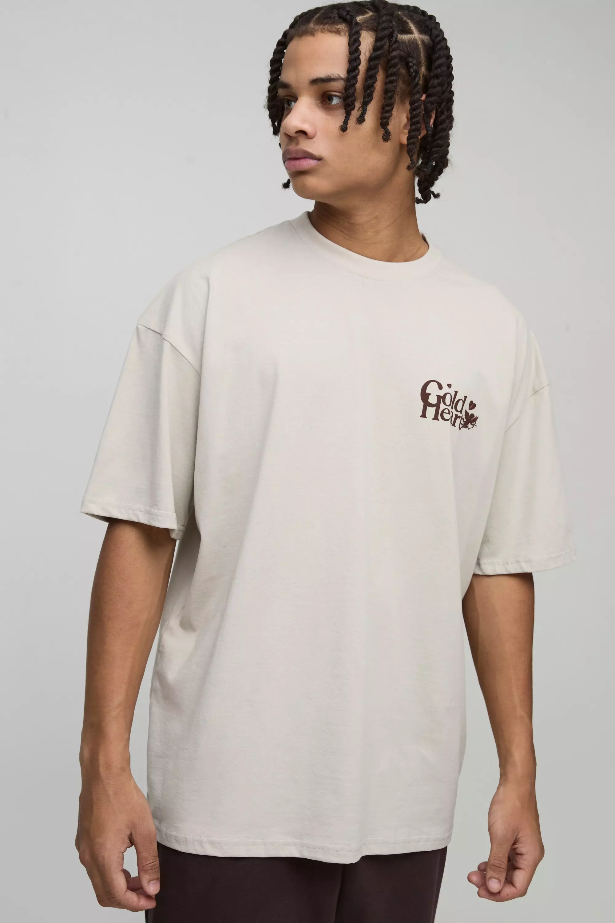 T-Shirt Oversize Con Stampa Di Slogan Cold Heart, Stone immagine alternativa