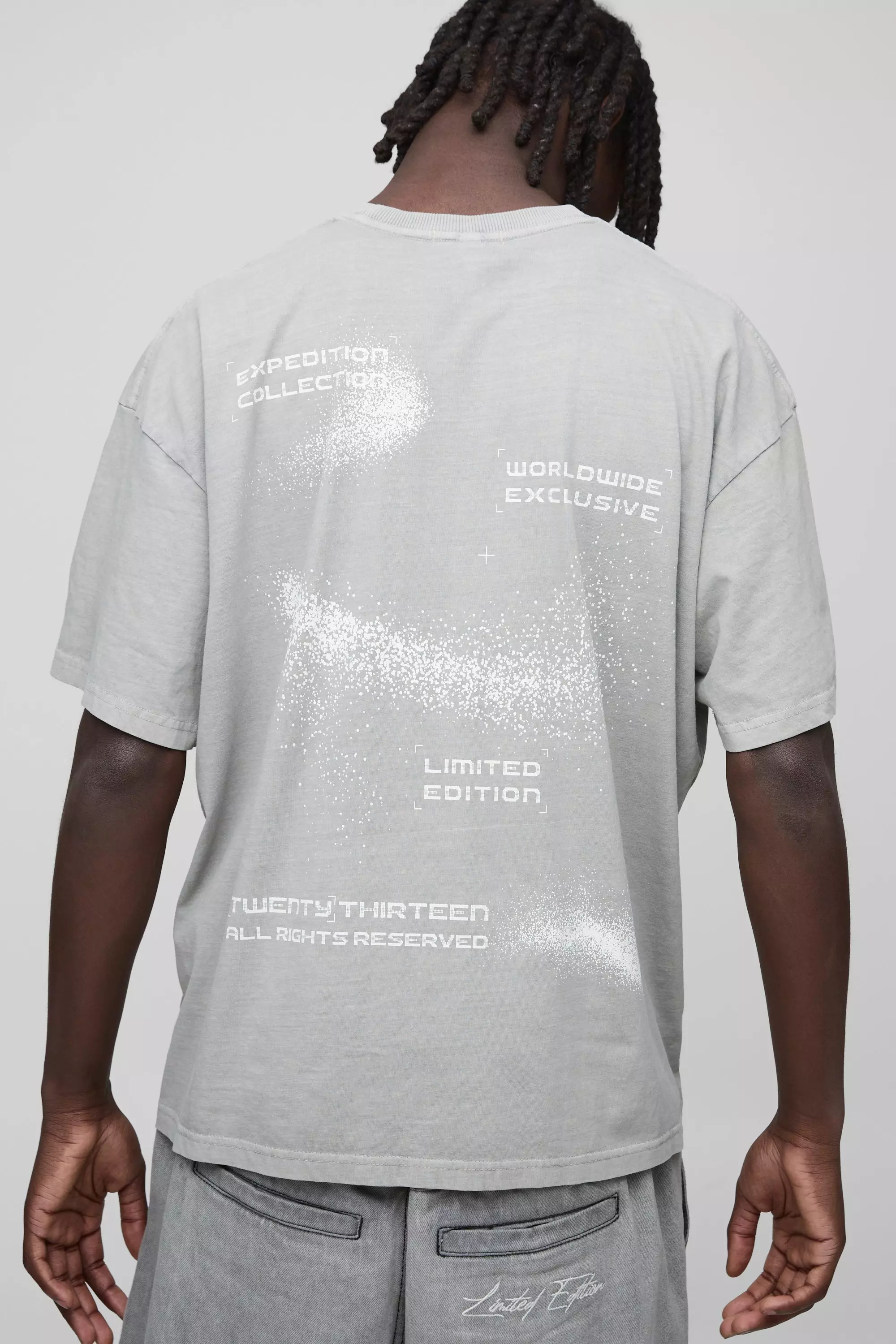 T-shirt oversize slavata con grafica Expedition, Light grey immagine alternativa