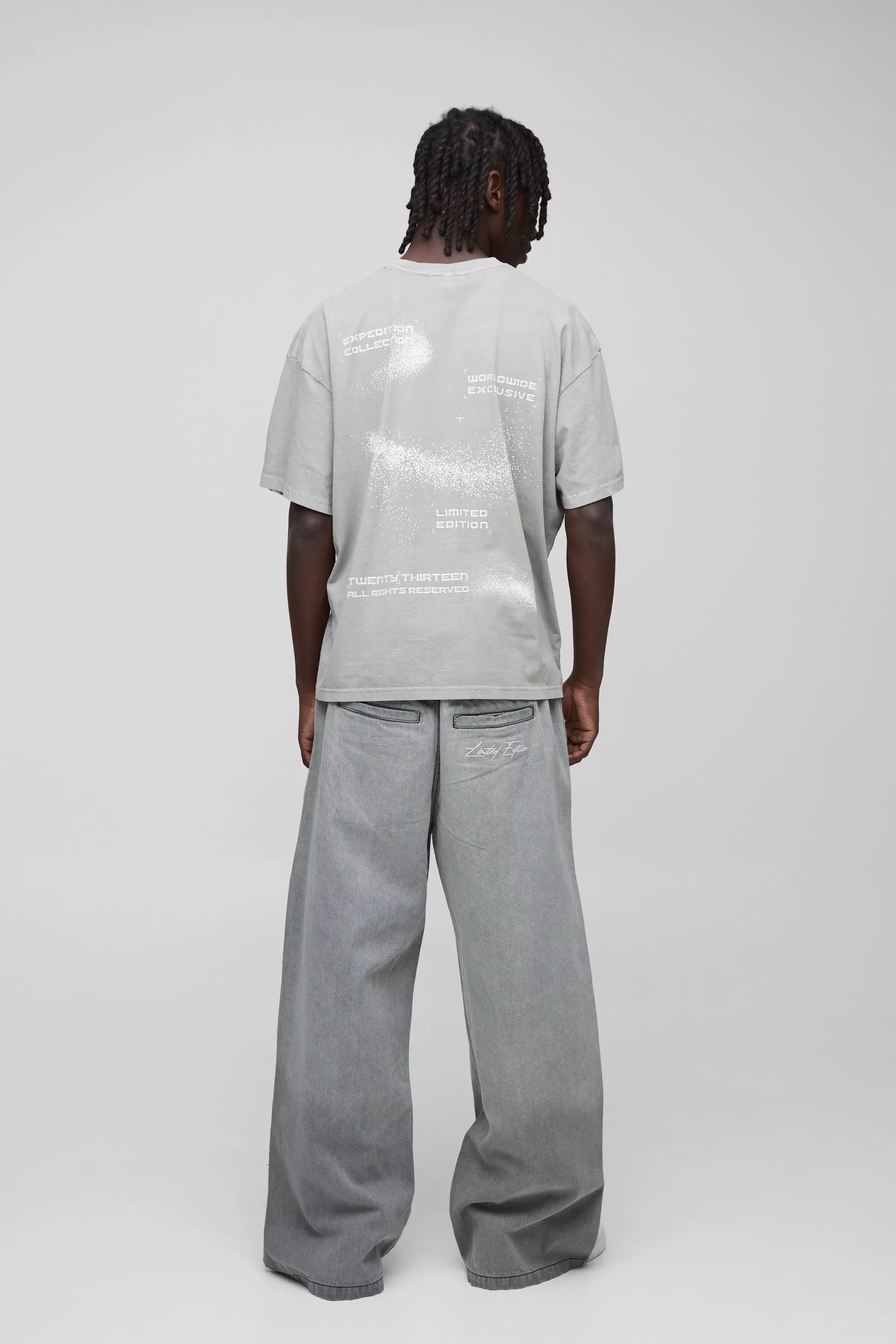 T-shirt oversize slavata con grafica Expedition, Light grey immagine alternativa