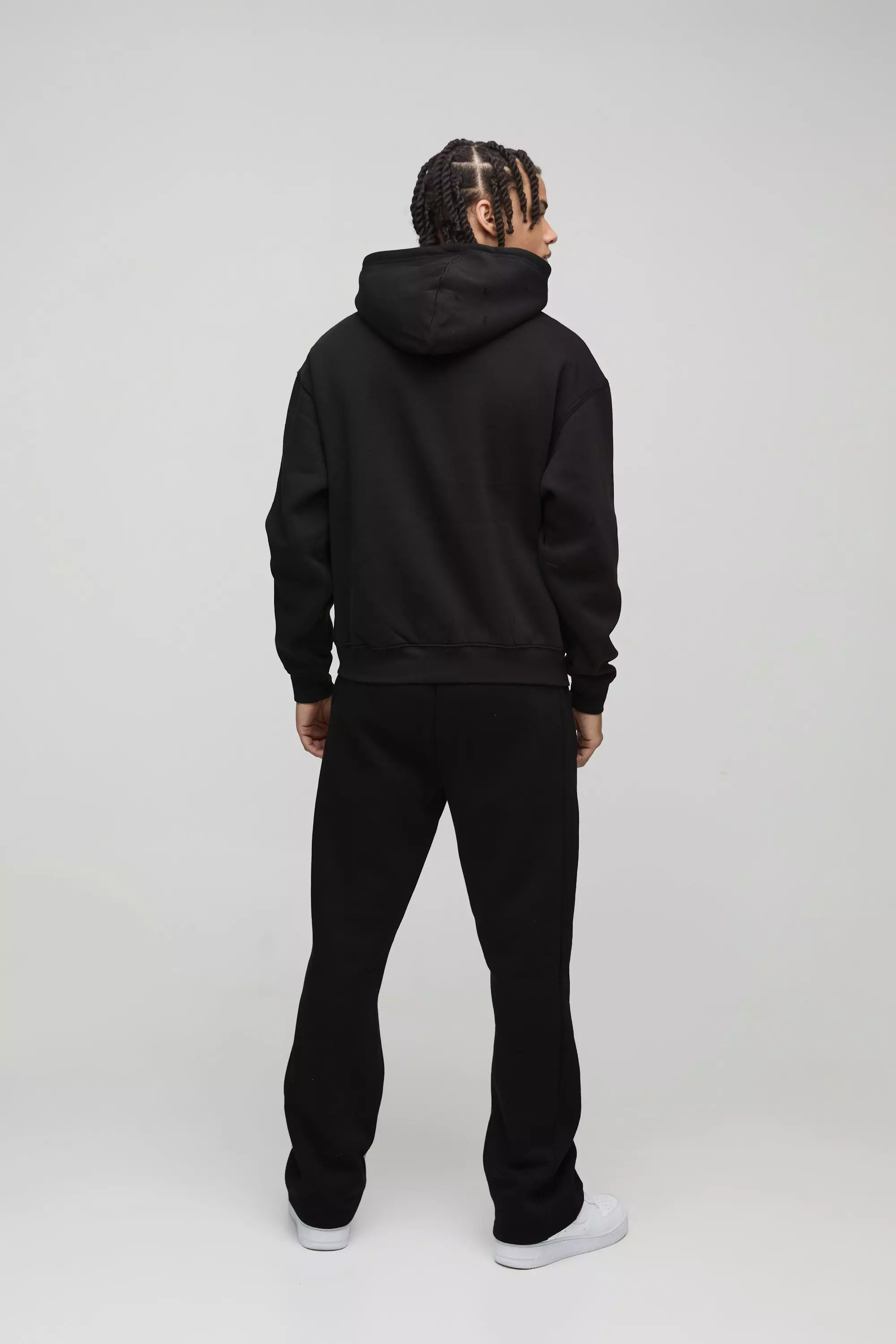 Oversized Boxy Zip Through Embroidered Gothic Cross Hoodie | boohooMAN USA