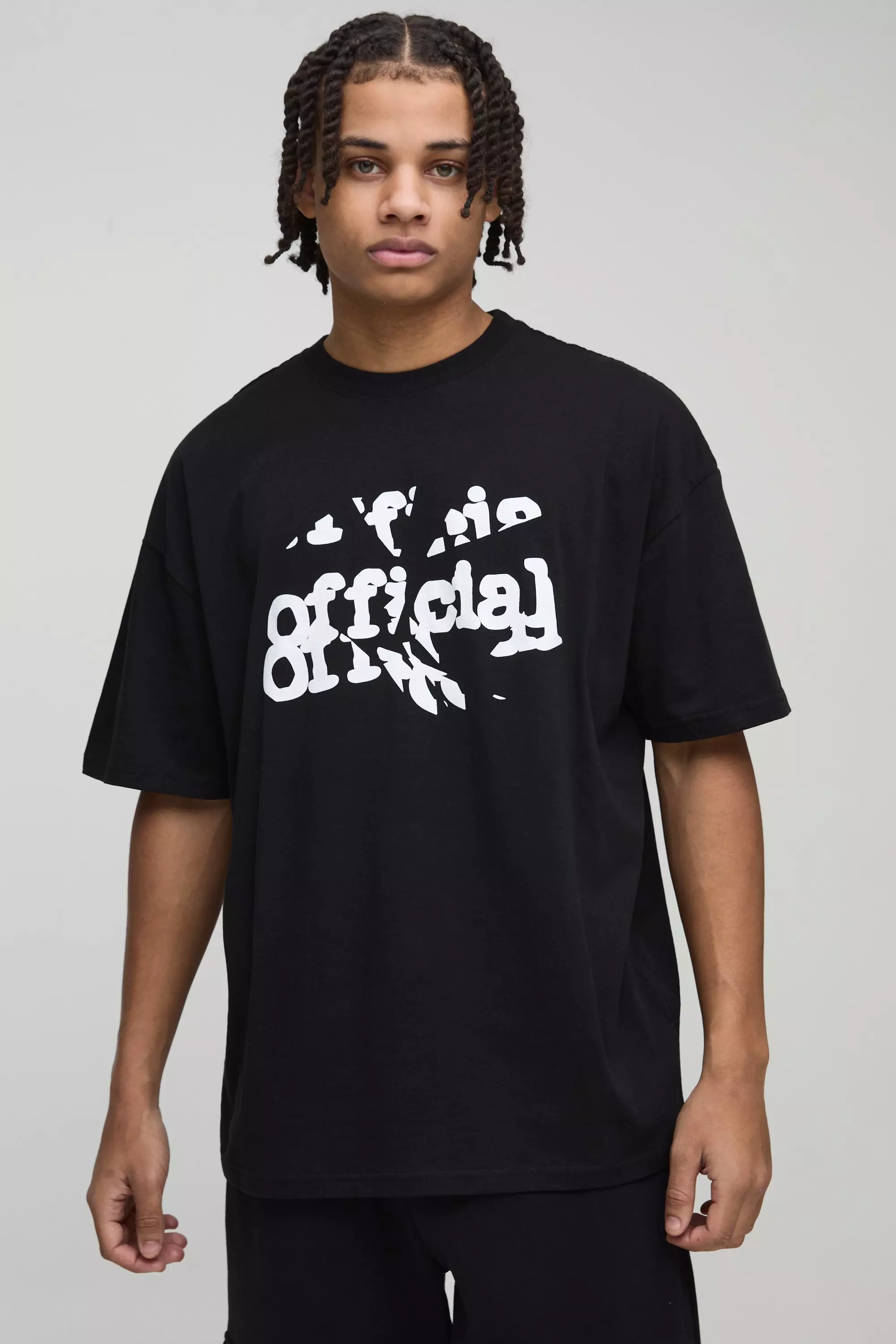 Oversized Official Graffiti Graphic T-Shirt Black