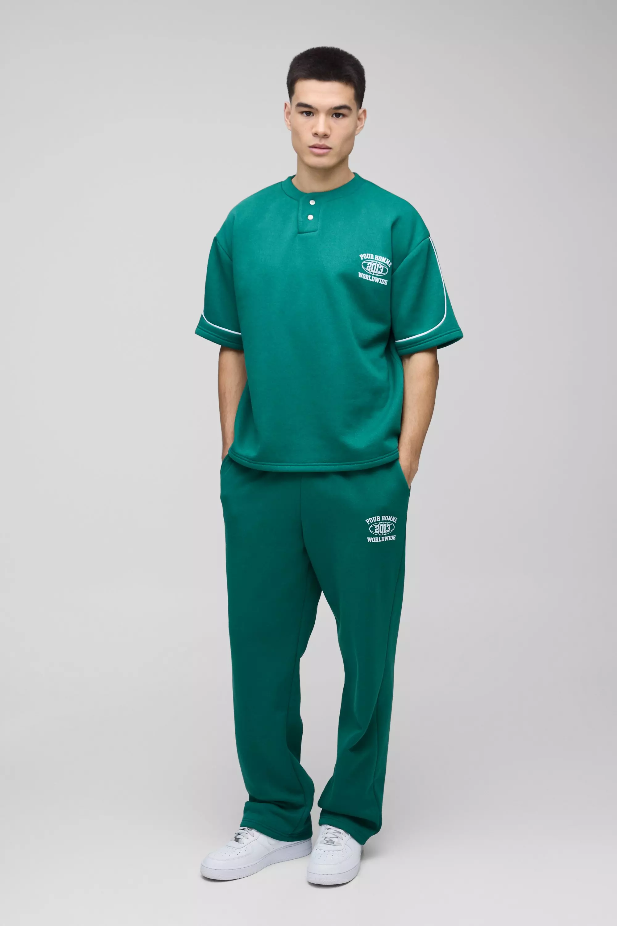 Forest Oversized Boxy Varsity Piping Long Set alternative image