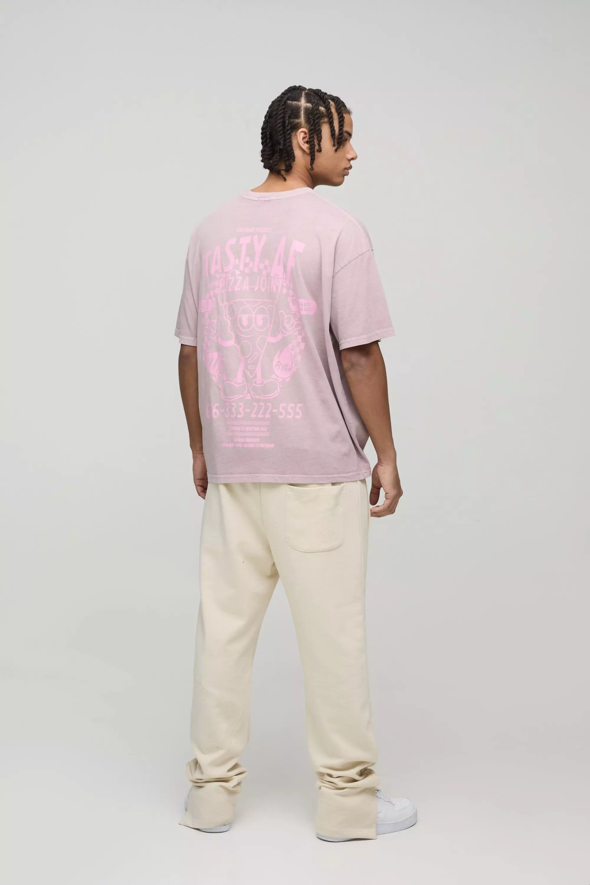 Taupe Oversized Tasty AF Carton Graphic Washed T-Shirt alternative image